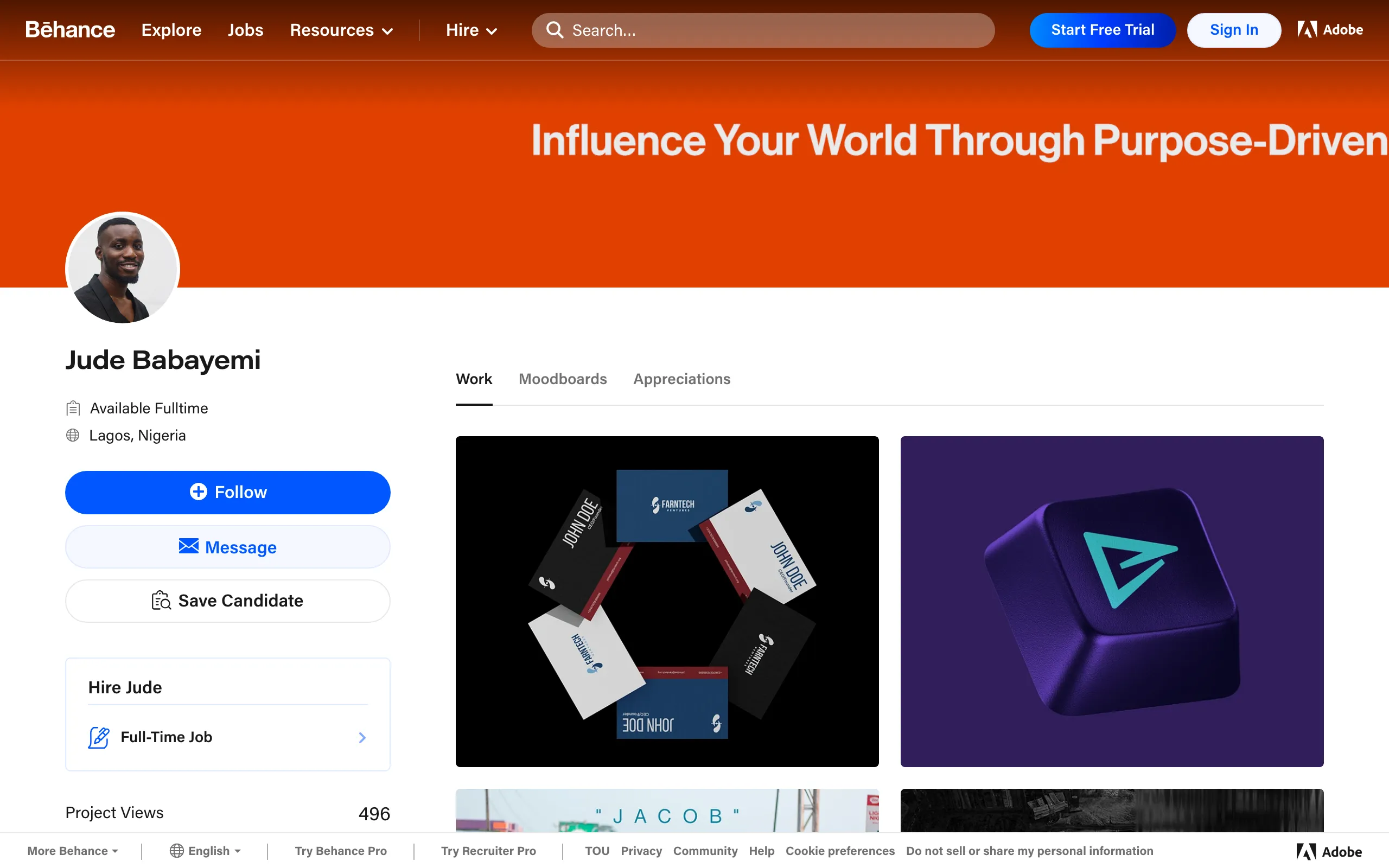 Screenshot of Jude Babayemi in Lagos, Nigeria :: Behance