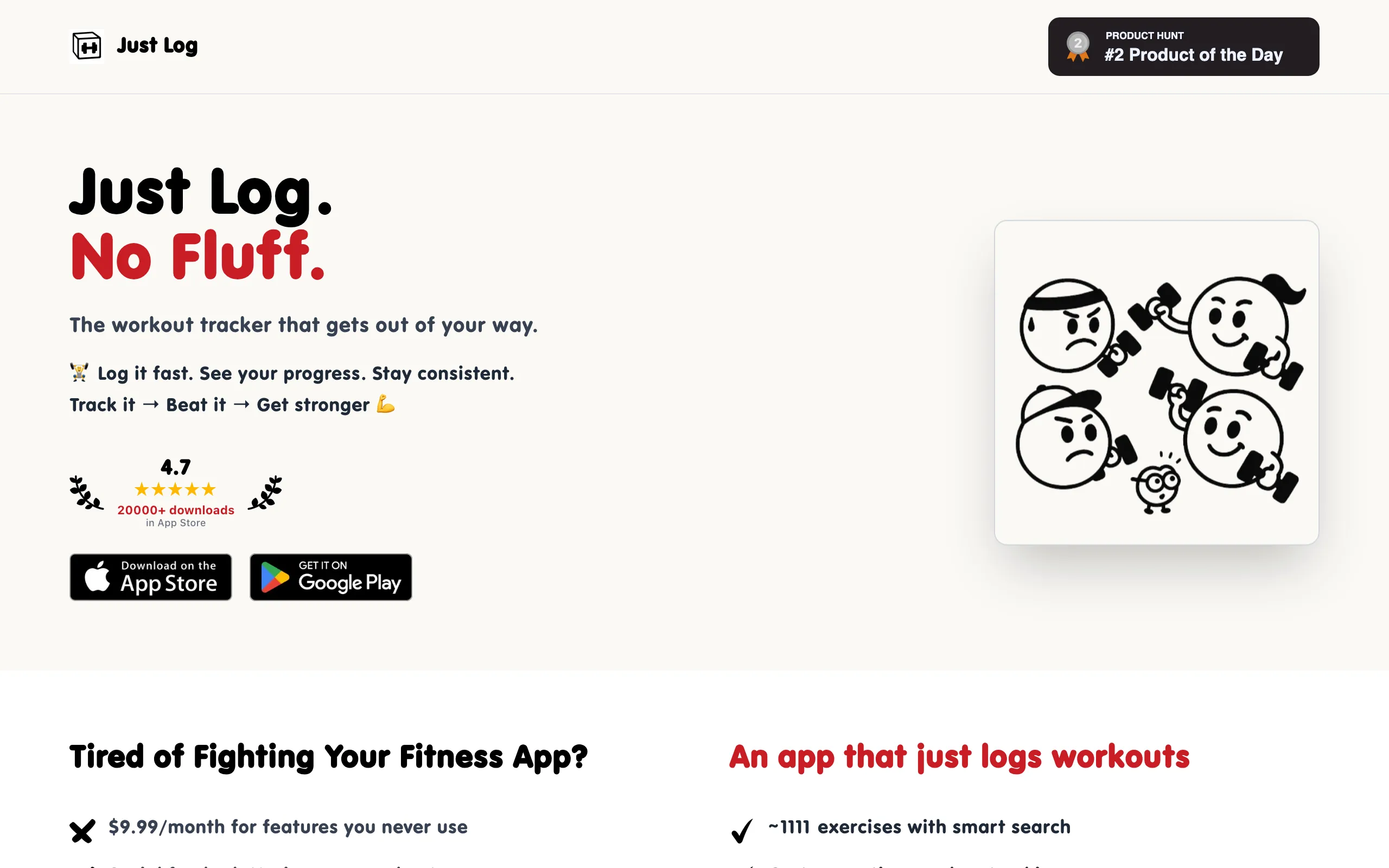 Screenshot of Just Log - No Fluff Workout Tracker