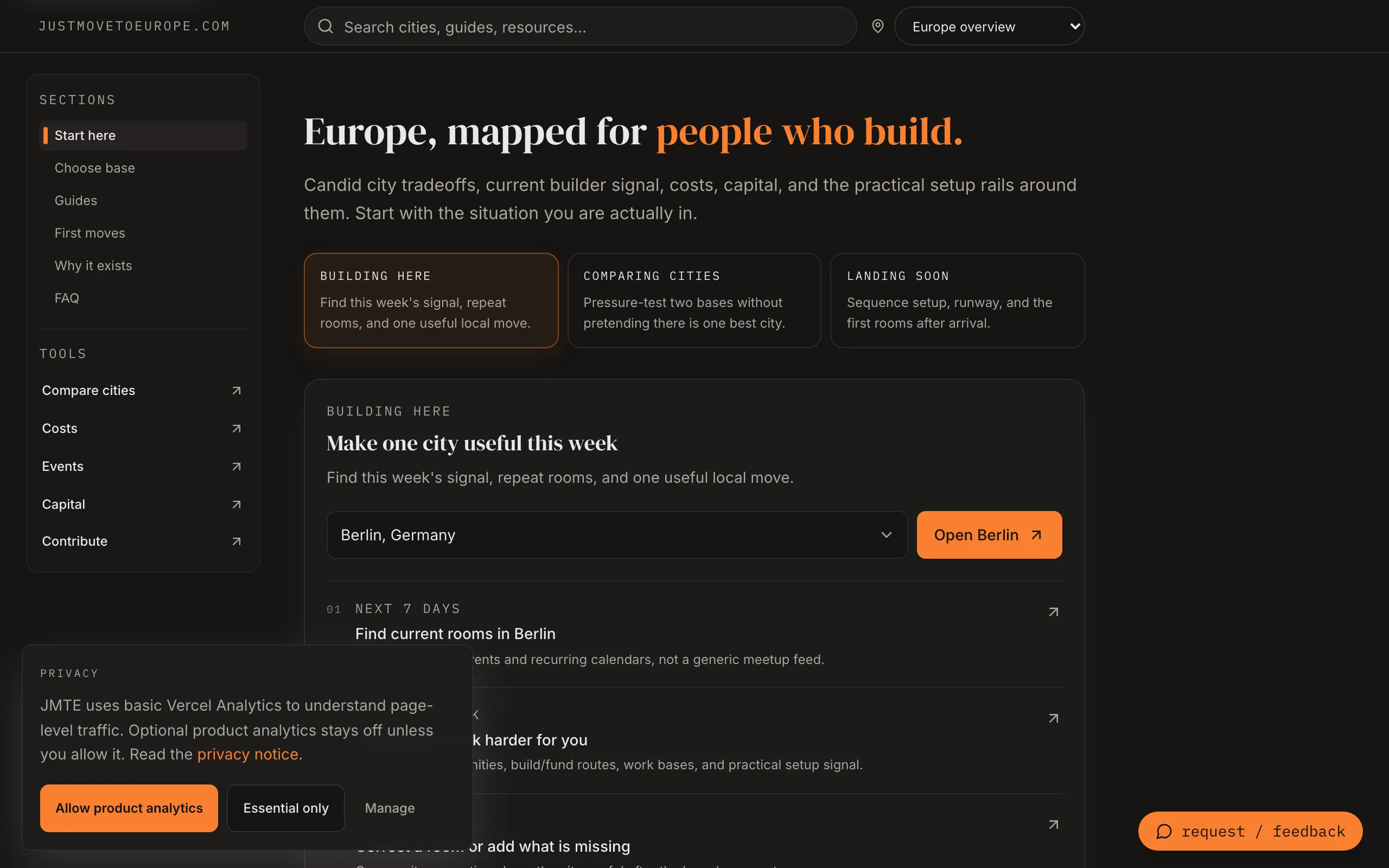 Screenshot of Just Move to Europe: Builder Intelligence for Europe