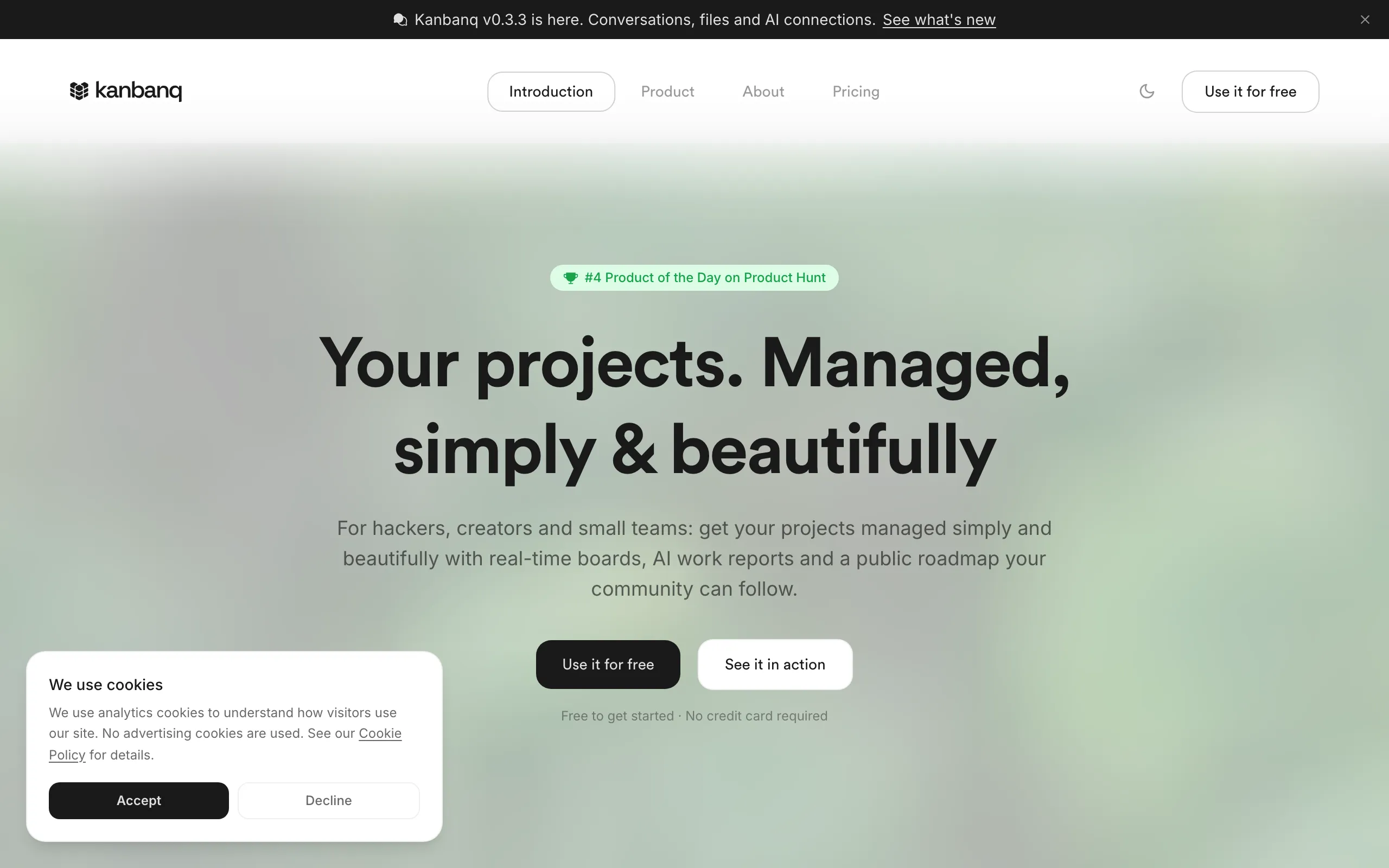 Screenshot of Kanbanq – Simple Project Management for Small Teams