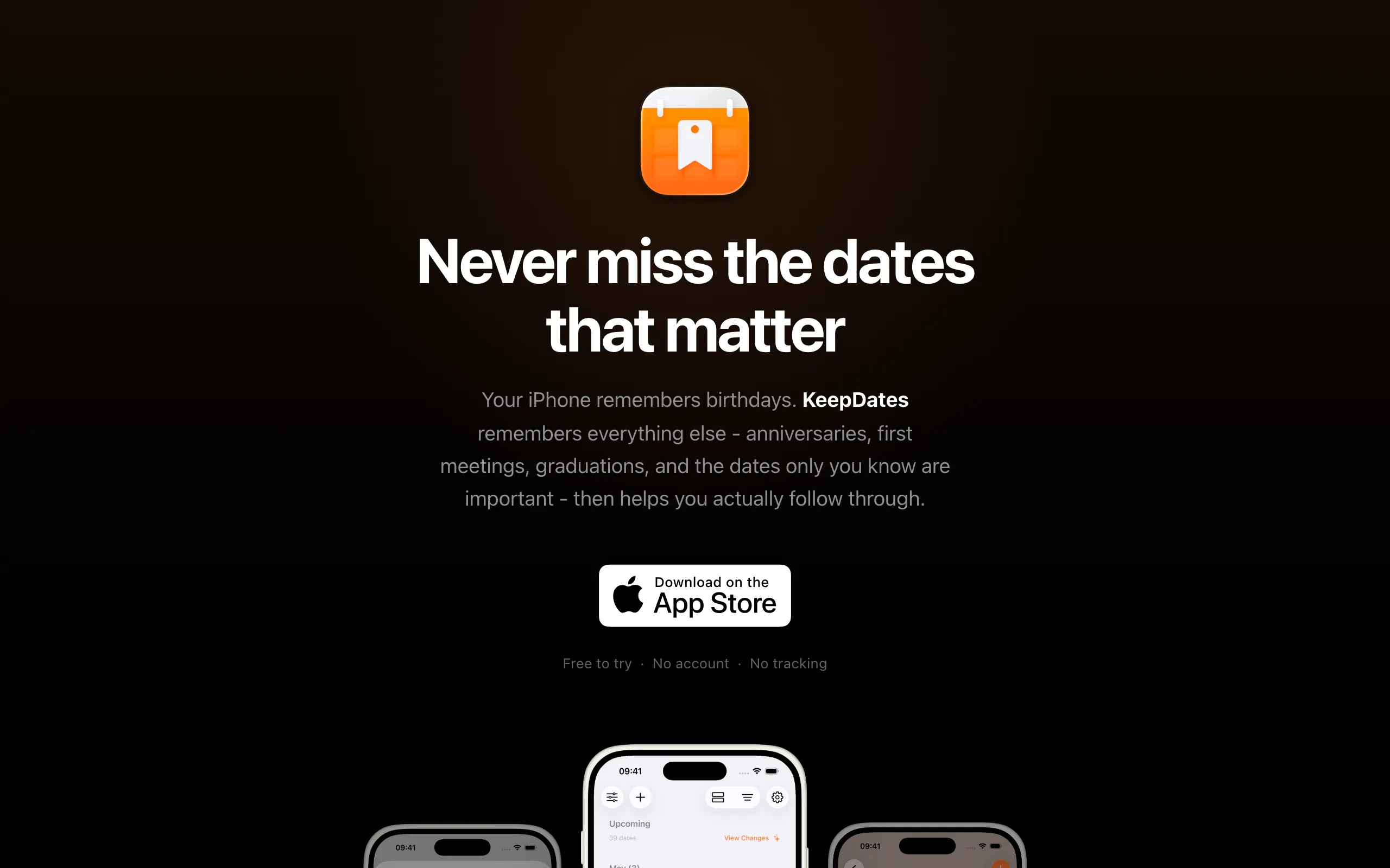 Screenshot of keepdates