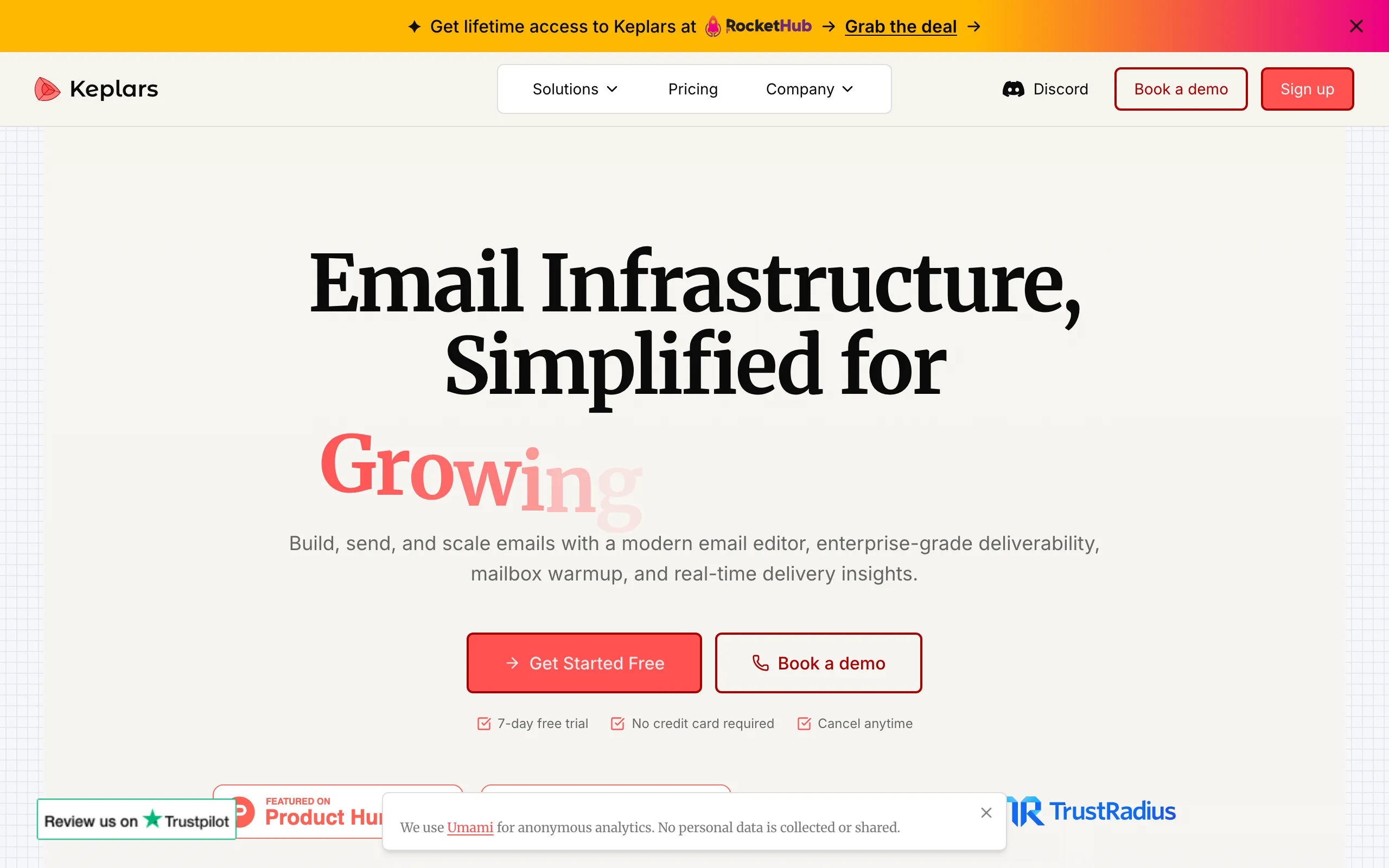 Screenshot of Keplars - Email Infrastructure for Modern Product Teams | Keplars Mail Service