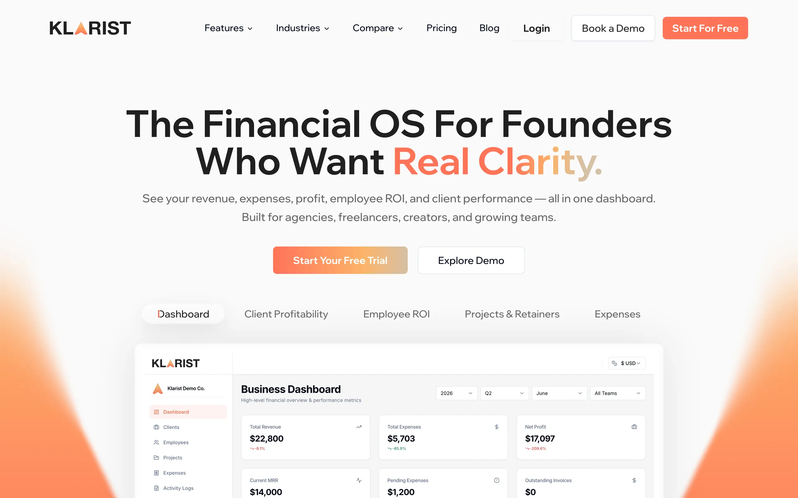 Screenshot of Klarist | Employee ROI &amp; Performance Tracking