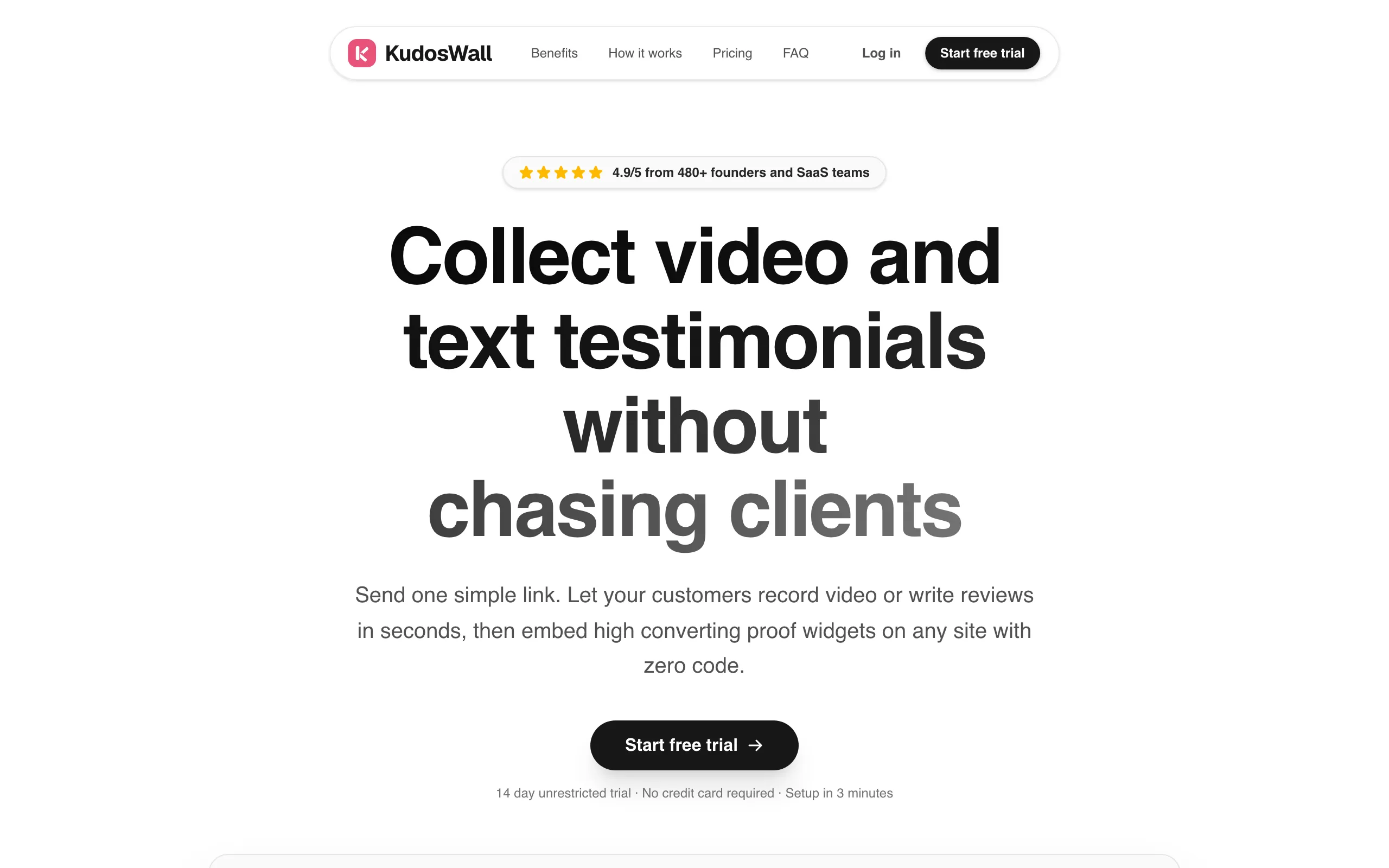 Screenshot of KudosWall — Collect &amp; Display Customer Testimonials