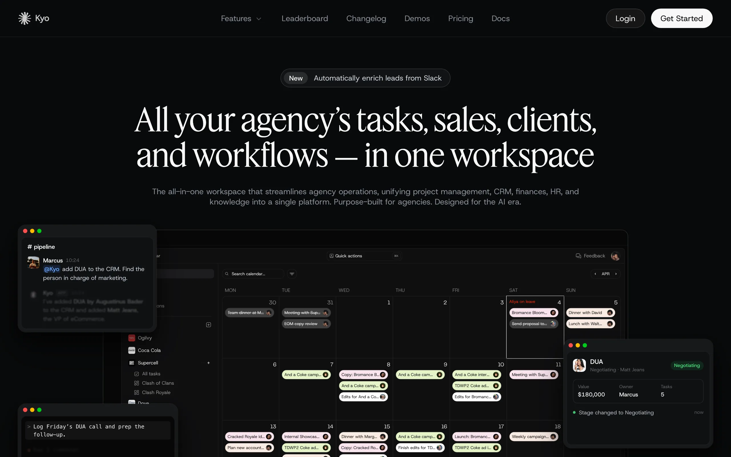 Screenshot of Kyo: The complete companyOS for agencies