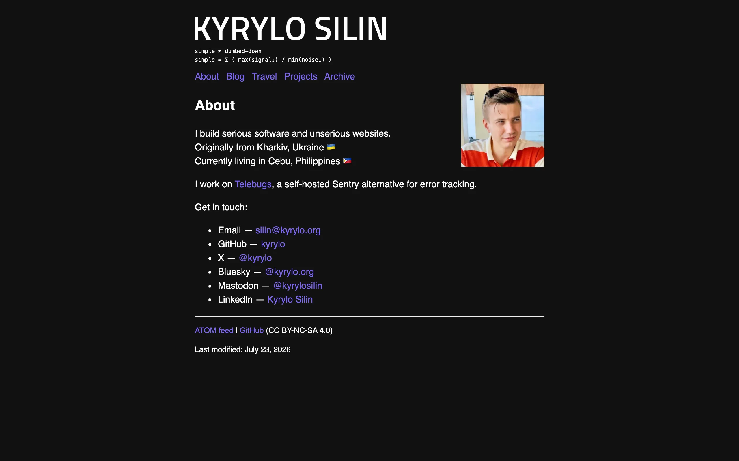 Screenshot of Kyrylo Silin | I build serious software and unserious websites