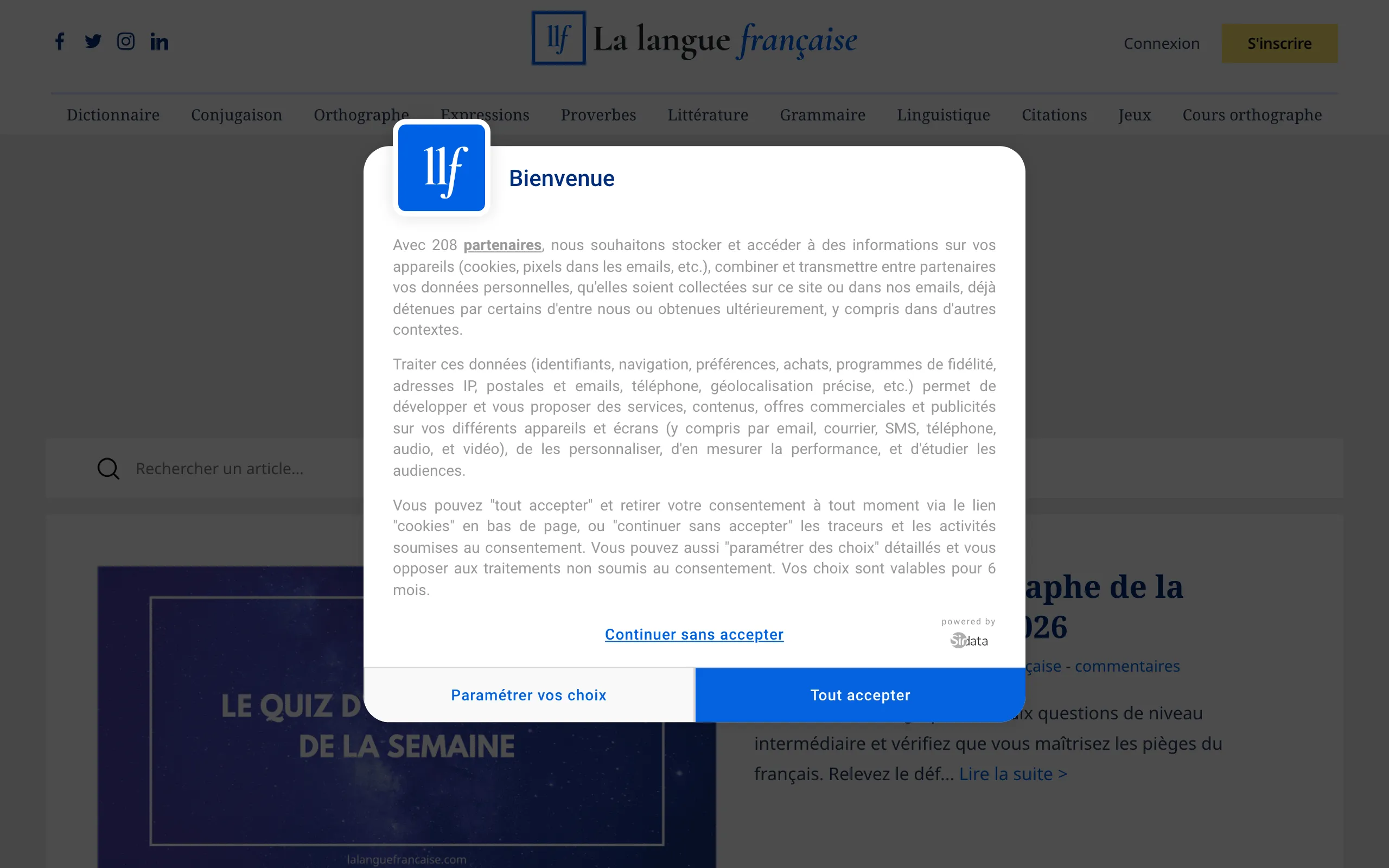 Screenshot of La langue française