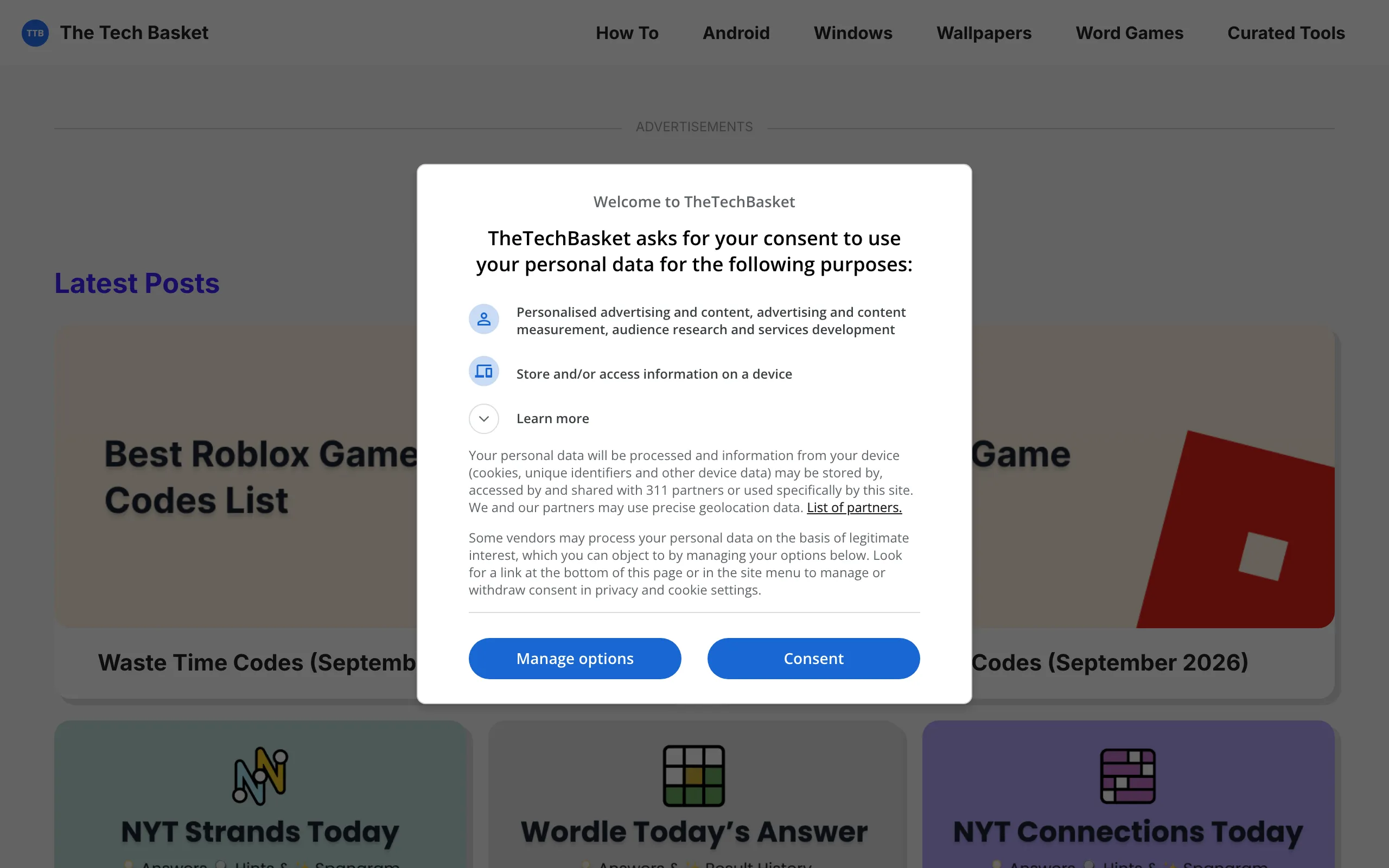 Screenshot of Latest Windows &amp; Android How-Tos, Game Codes &amp; Word Game Tips - TheTechBasket | The Tech Basket