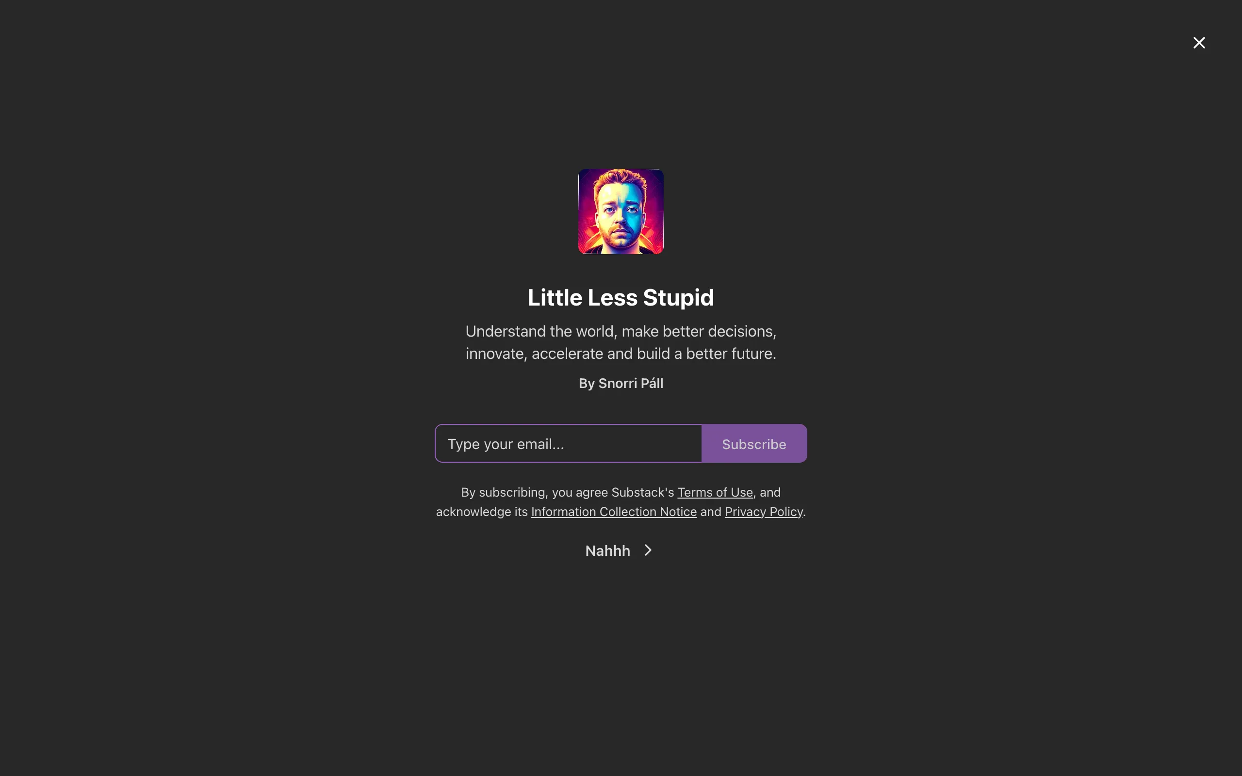 Screenshot of Little Less Stupid | Snorri Páll | Substack