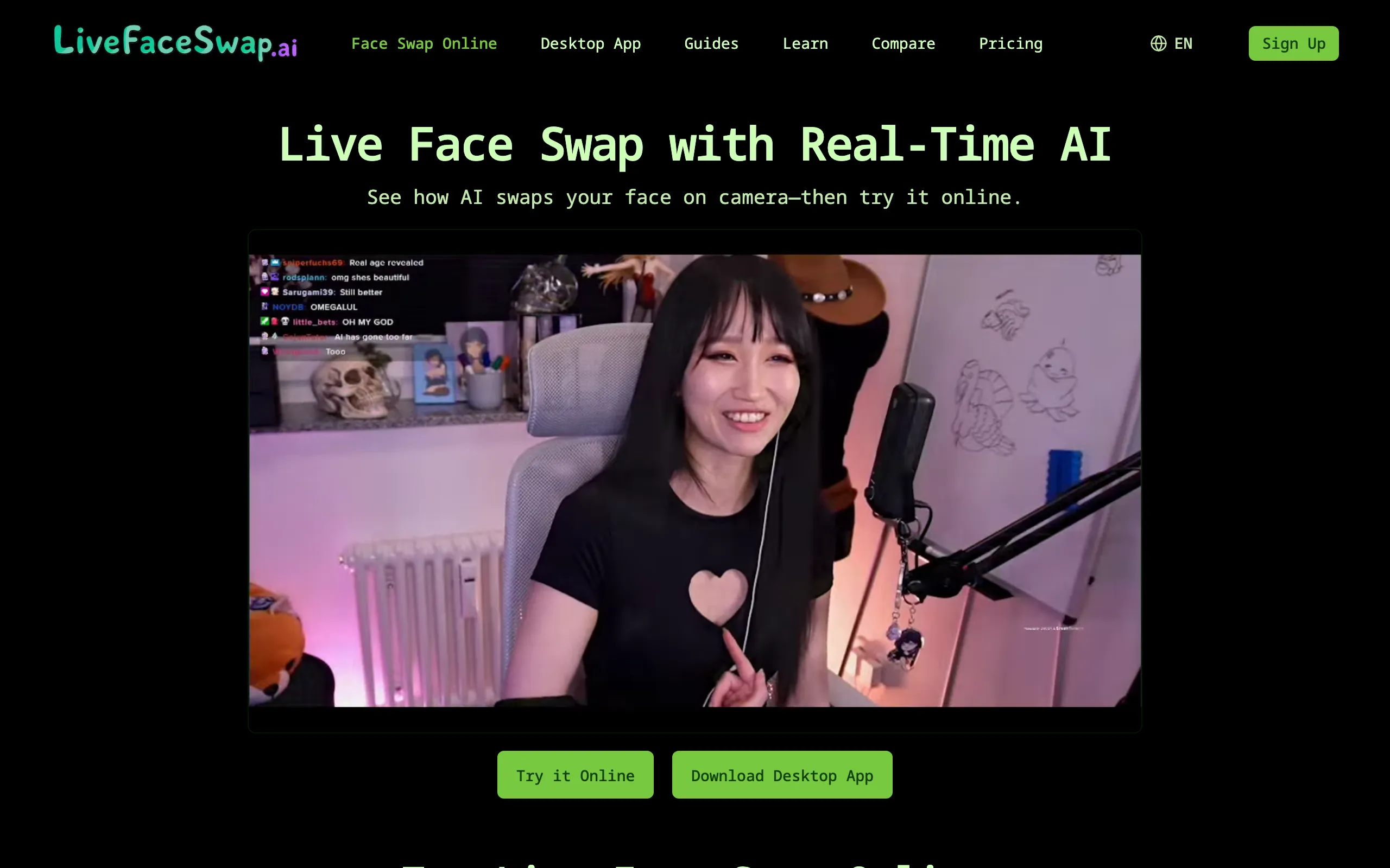 Screenshot of Live Face Swap for Streaming &amp; Video Calls | Try It Online