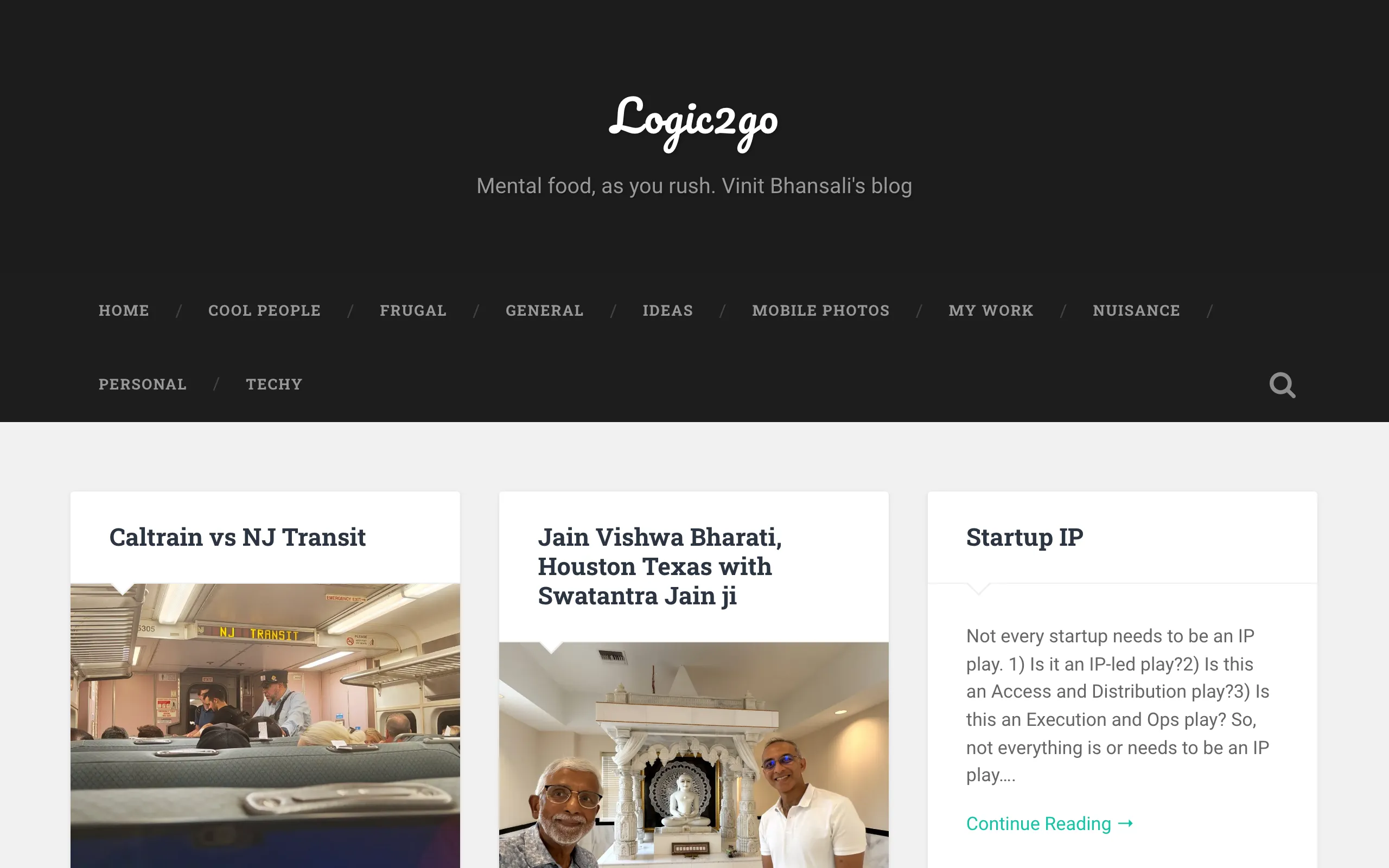 Screenshot of Logic2go – Mental food, as you rush. Vinit Bhansali's blog