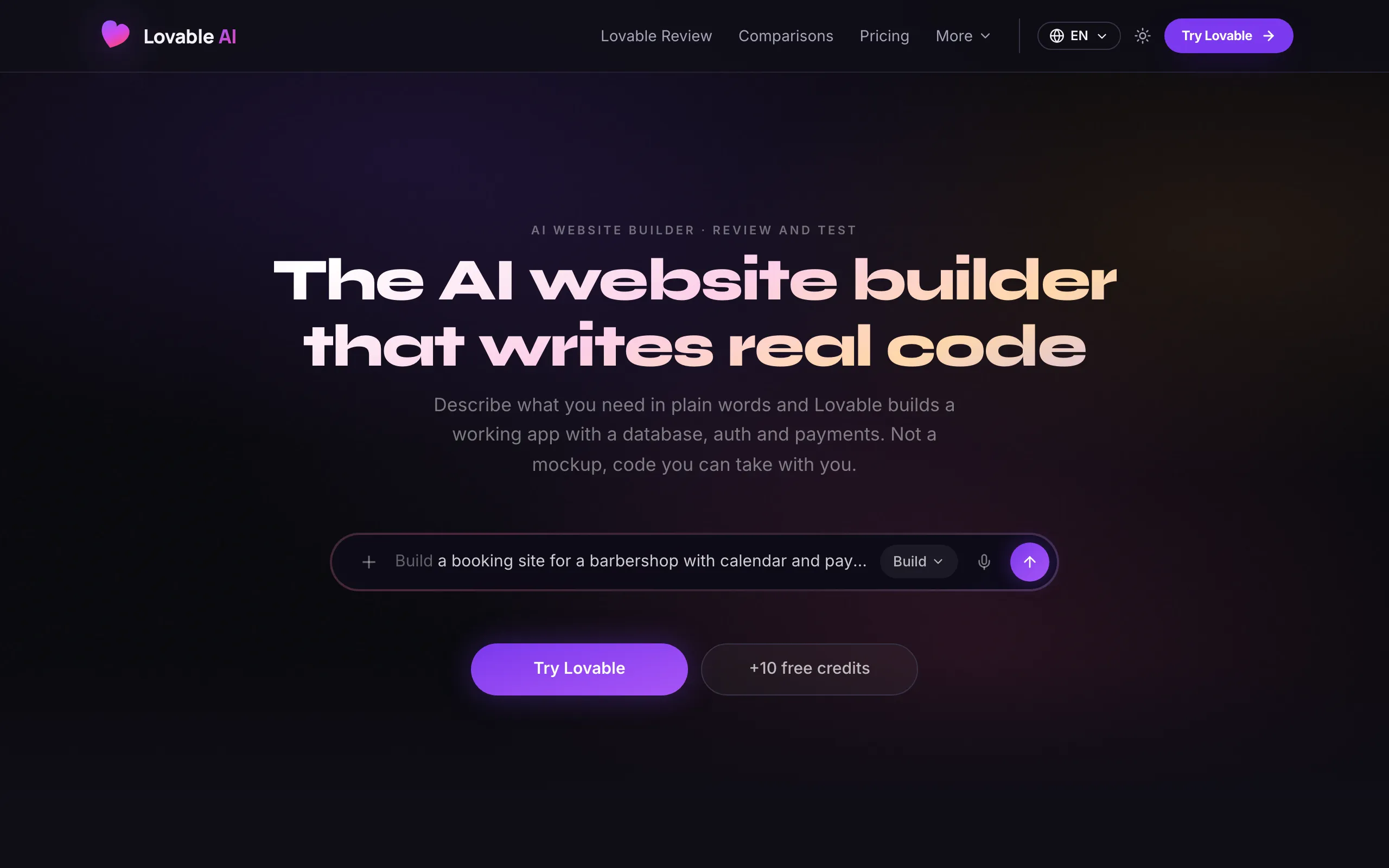 Screenshot of Lovable AI Review: The AI Website Builder, Tested