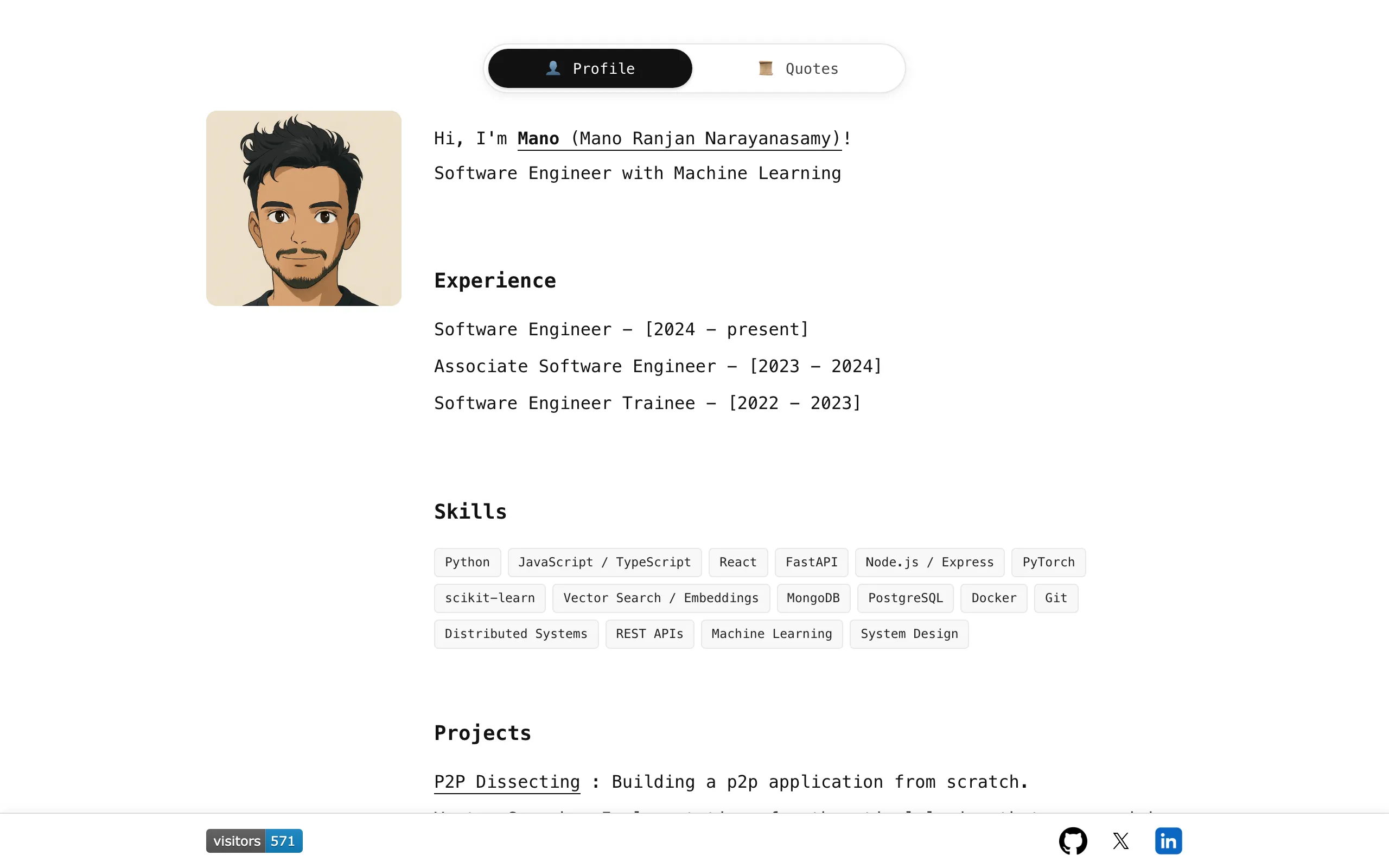 Screenshot of Mano Ranjan Narayanasamy | Software Engineer