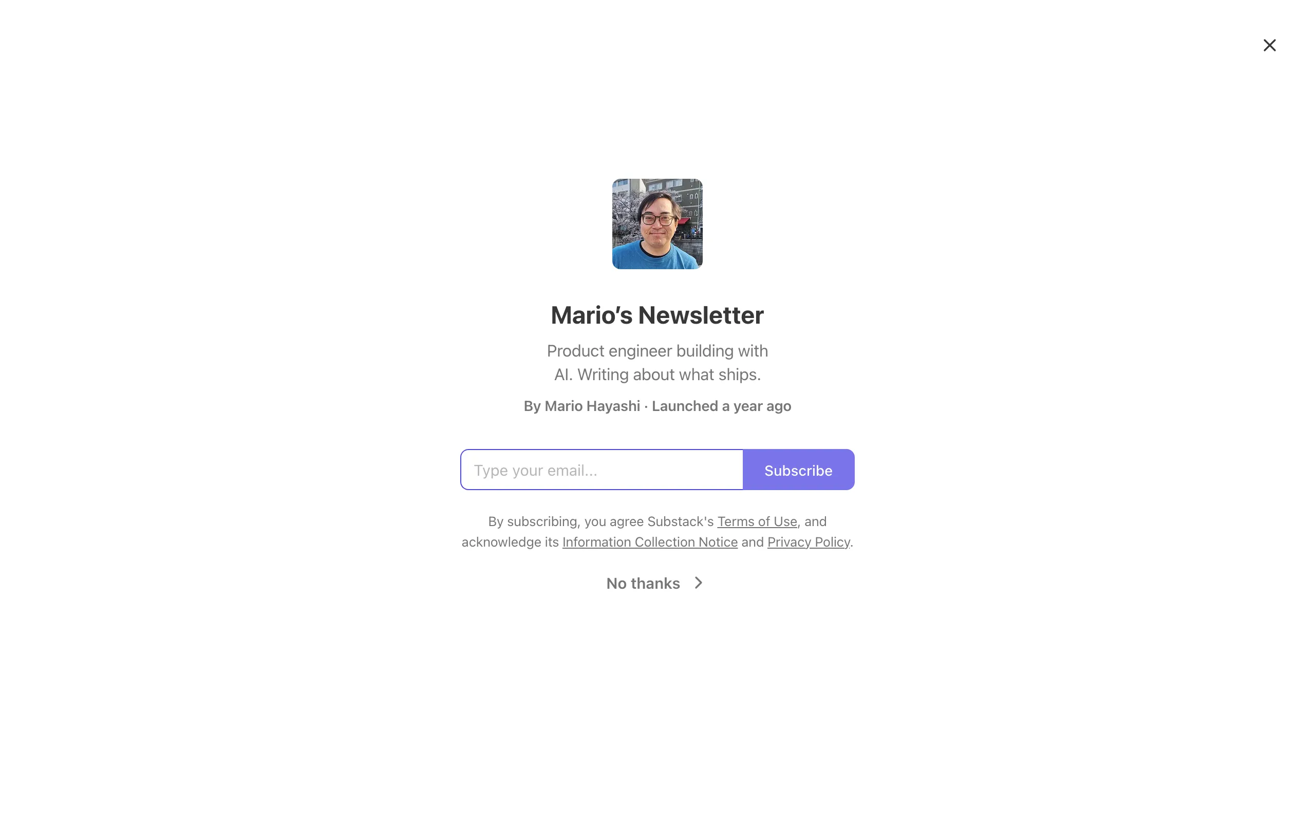 Screenshot of Mario’s Newsletter | Substack