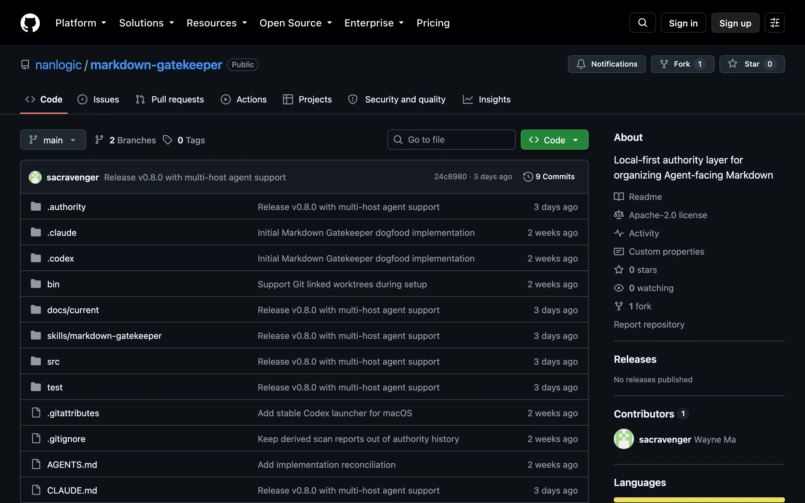 Screenshot of markdown-gatekeeper