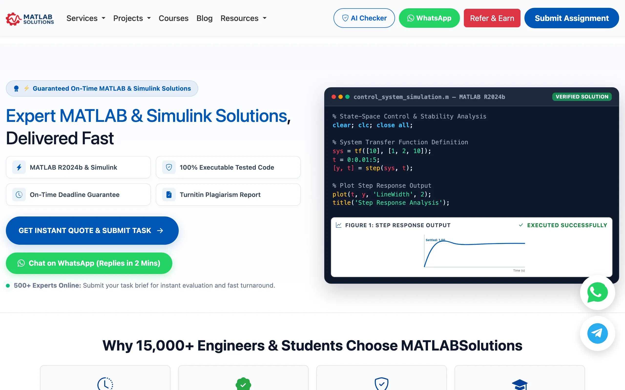 Screenshot of MATLAB Assignment Help & Simulink Solutions | PhD Experts