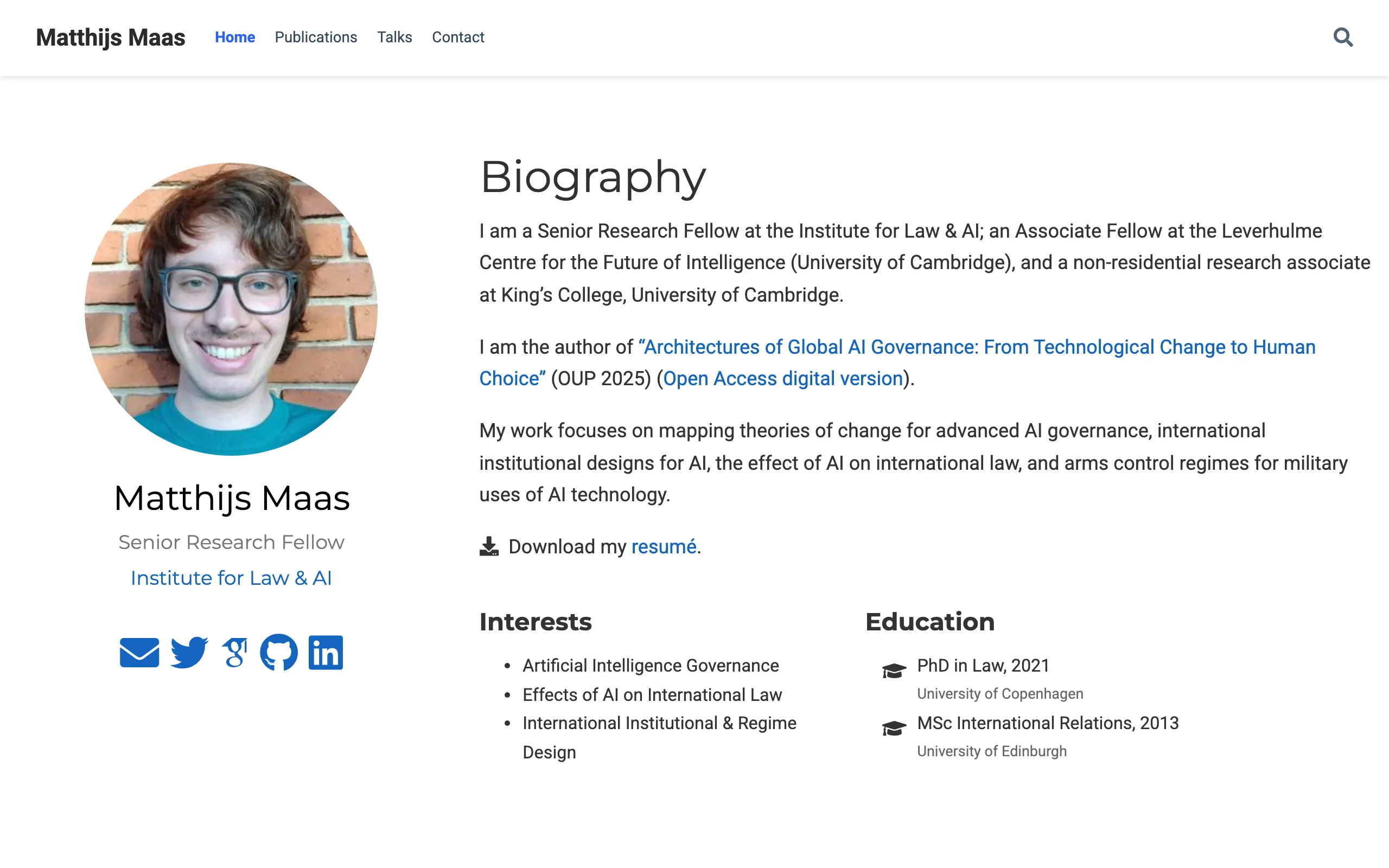 Screenshot of Matthijs Maas