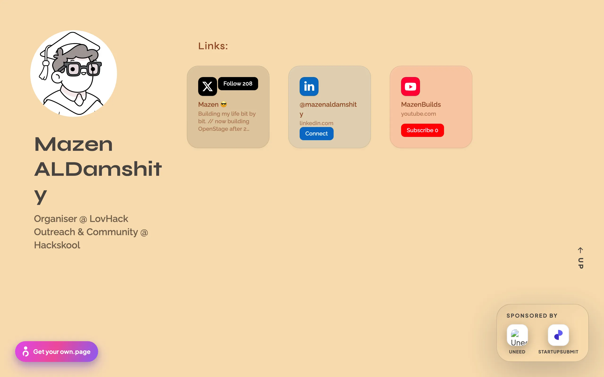 Screenshot of mazenaldamshity's own.page