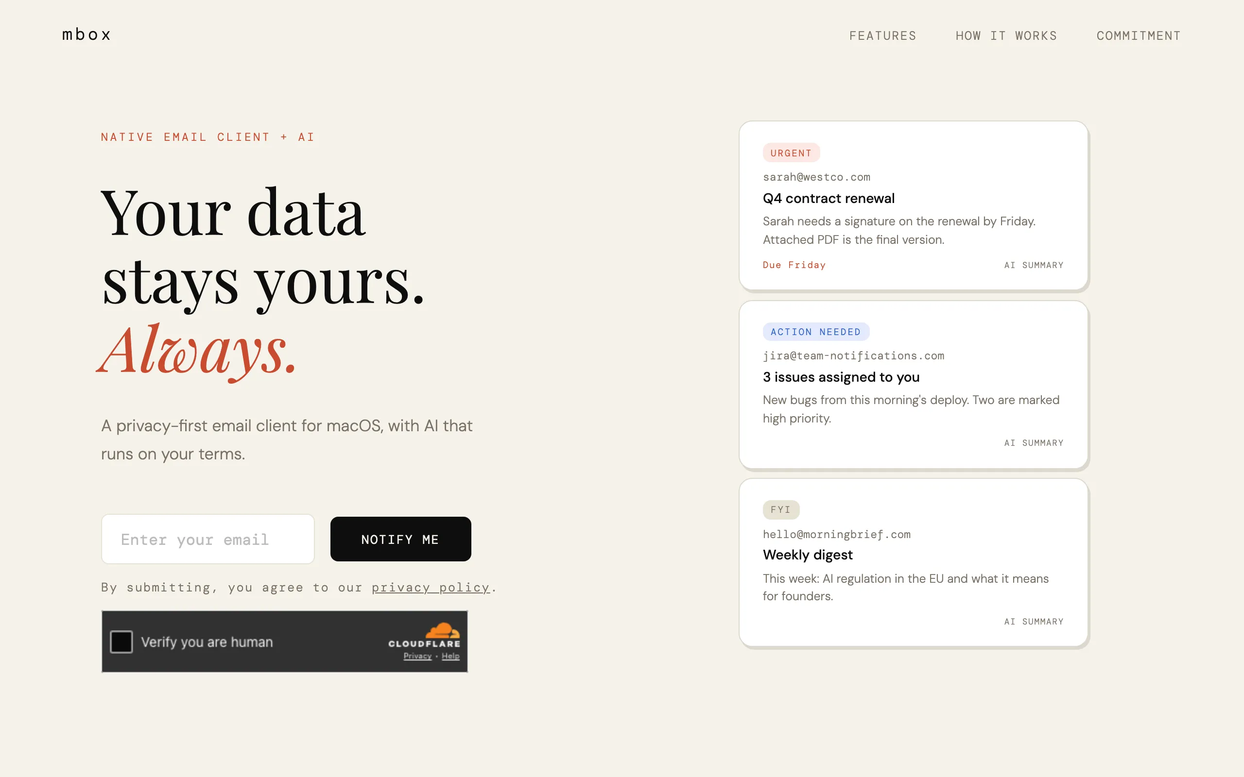 Screenshot of Mbox - Your data stays yours. Always.
