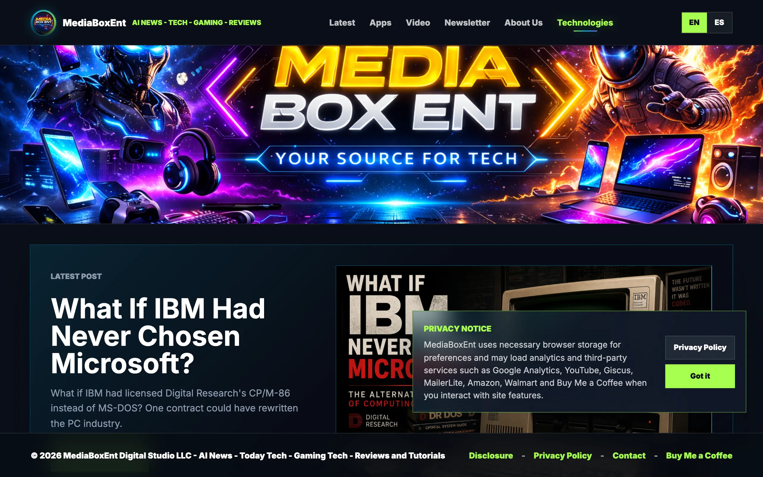 Screenshot of mediaboxent