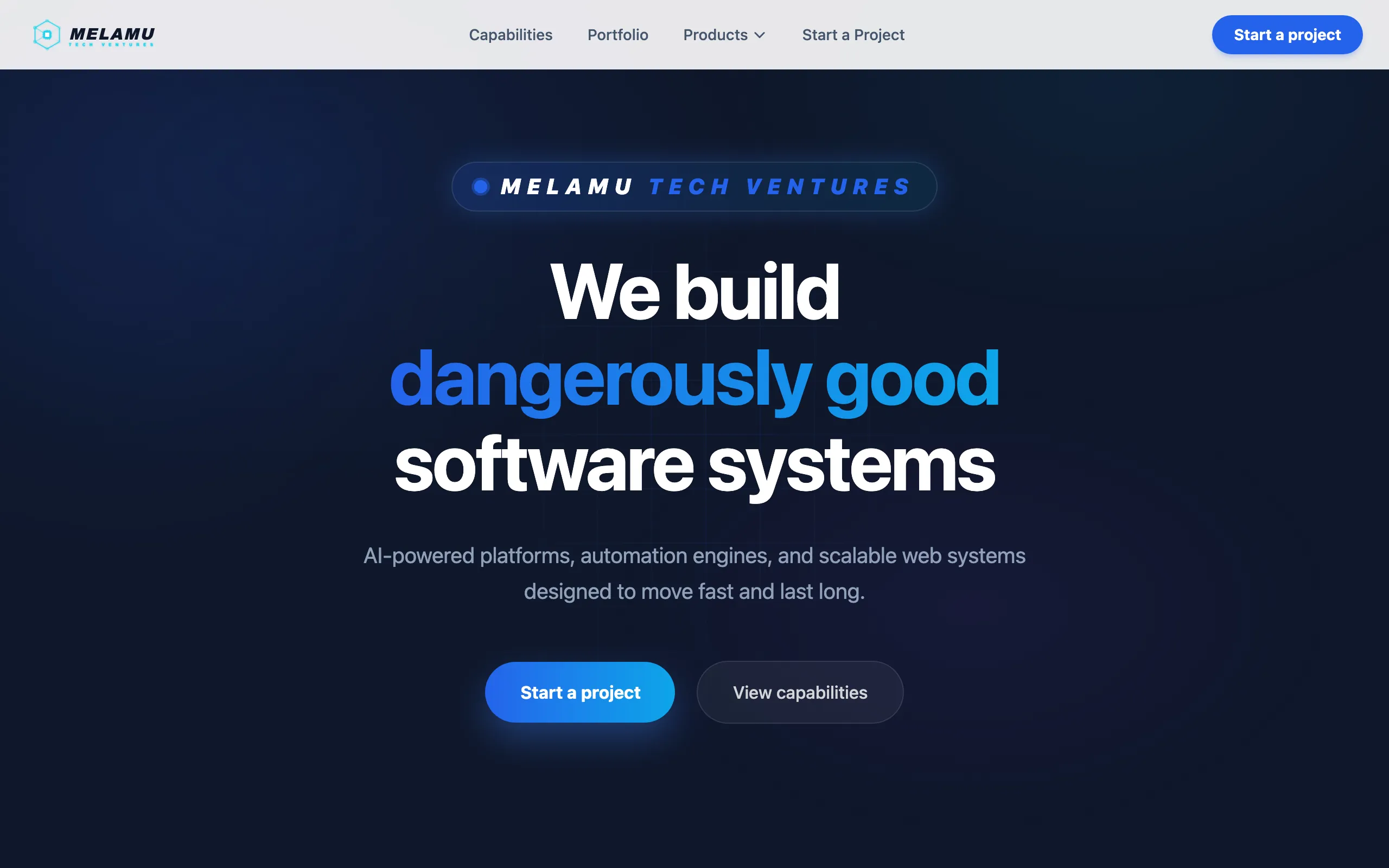 Screenshot of Melamu Tech Ventures | AI-Powered Business Systems