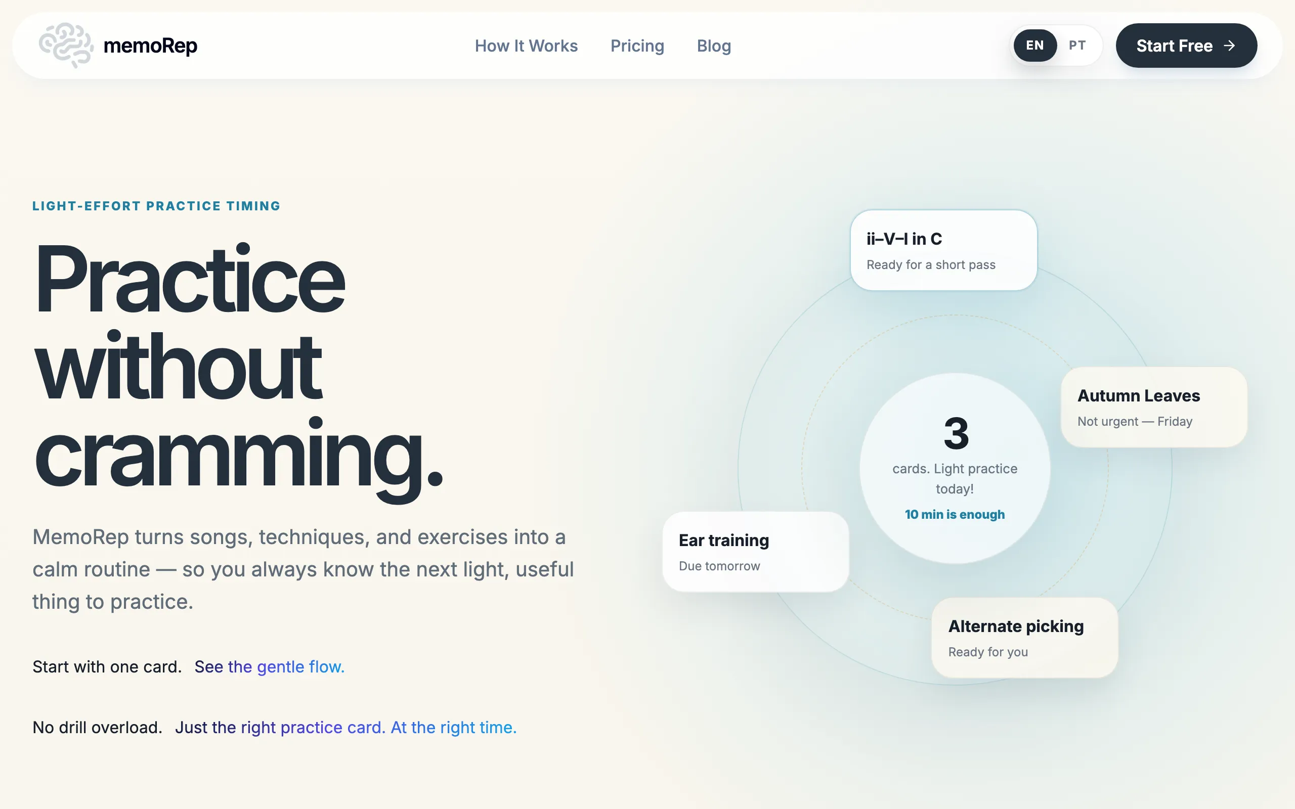 Screenshot of memoRep - Practice Skills at the Right Time