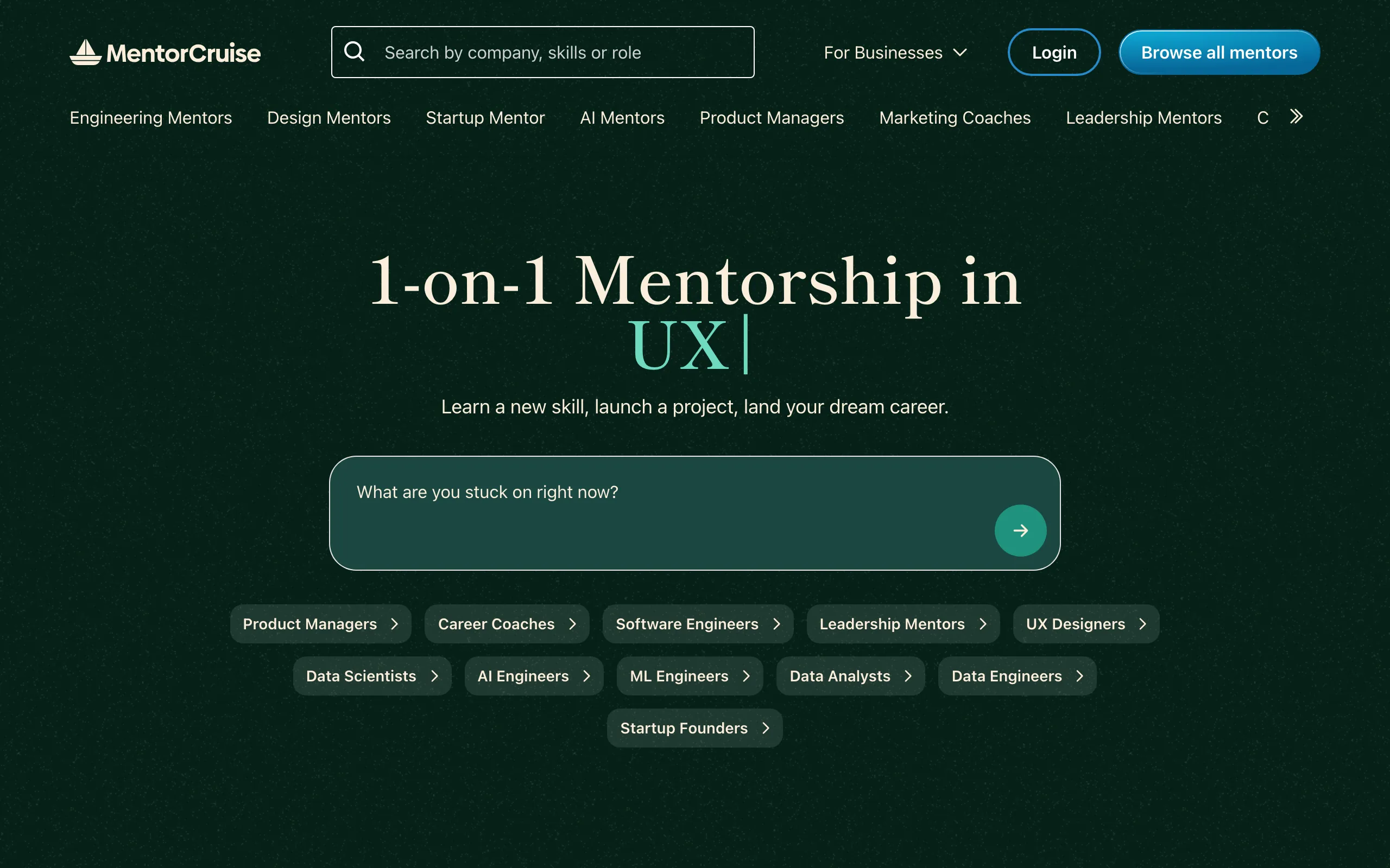 Screenshot of MentorCruise - Connecting Mentors & Mentees