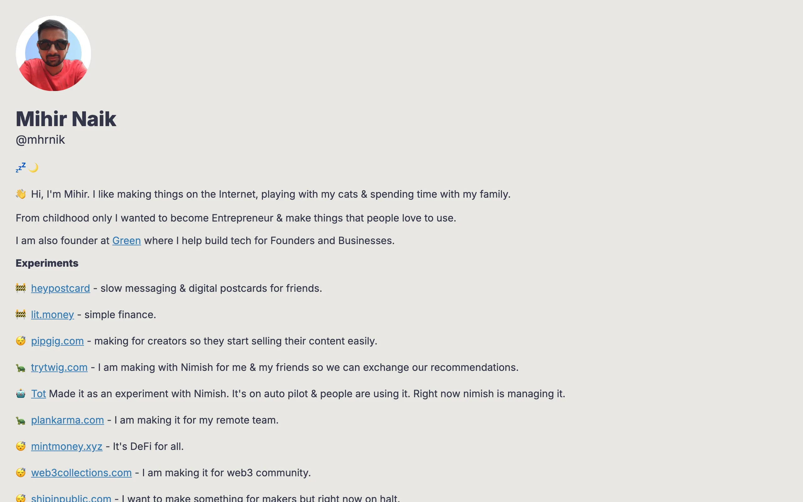 Screenshot of Mihir Naik - mhrnik.com