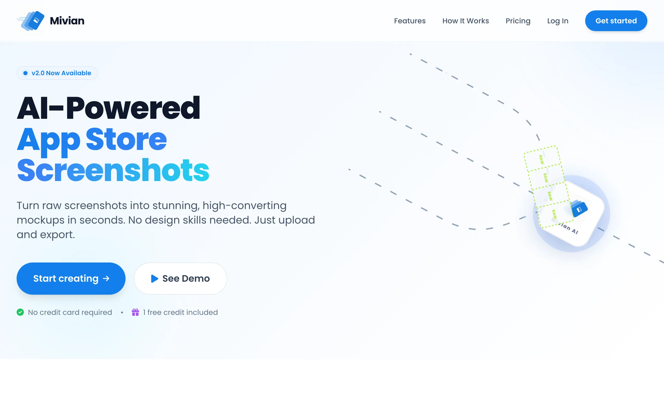 Screenshot of Mivian - AI App Store Screenshot Generator | Create Stunning Mockups