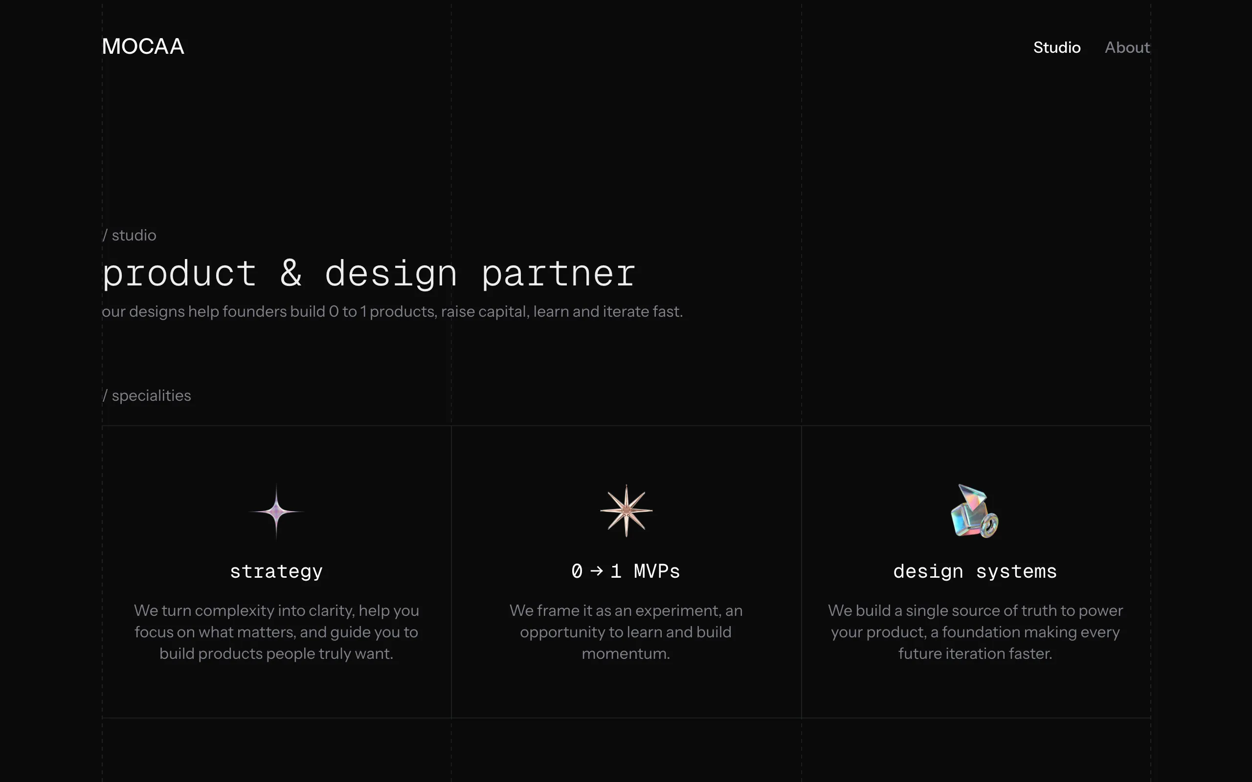 Screenshot of mocaa studio