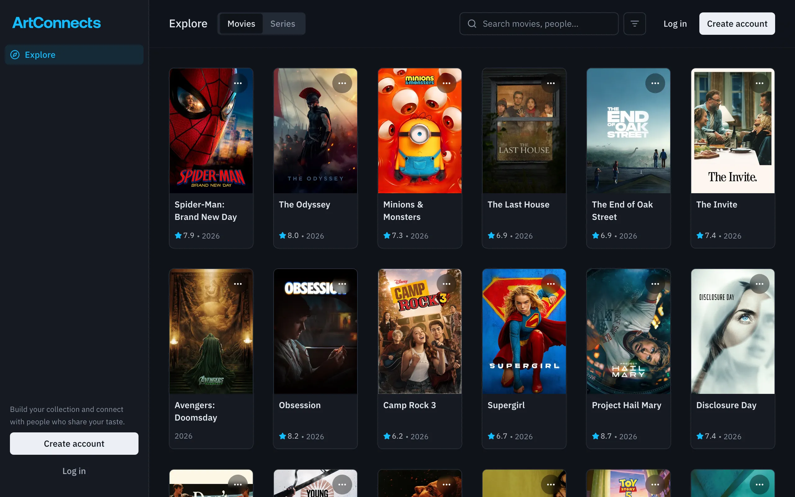 Screenshot of Movies — ArtConnects
