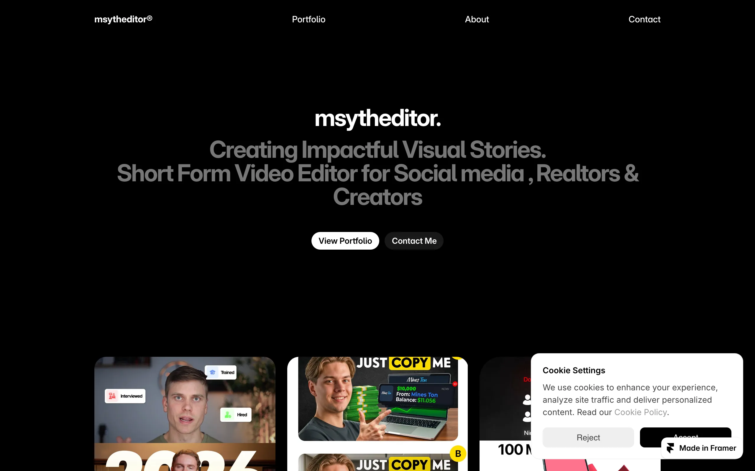Screenshot of msytheditor.framer.website