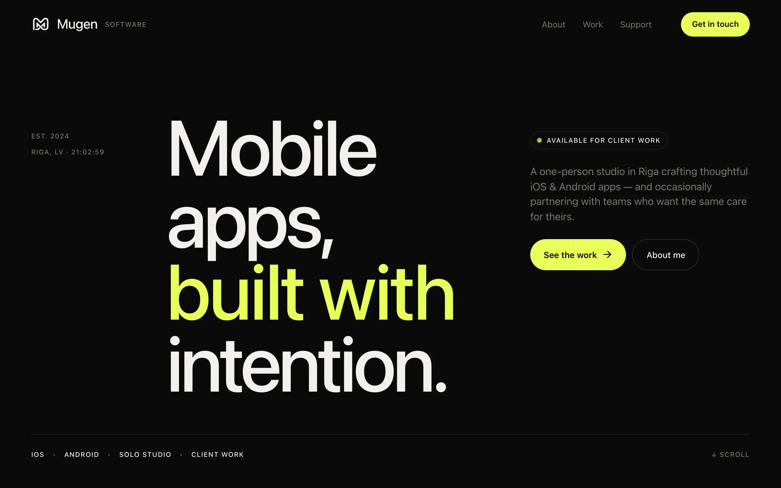 Screenshot of Mugen Software — Apps built with intention