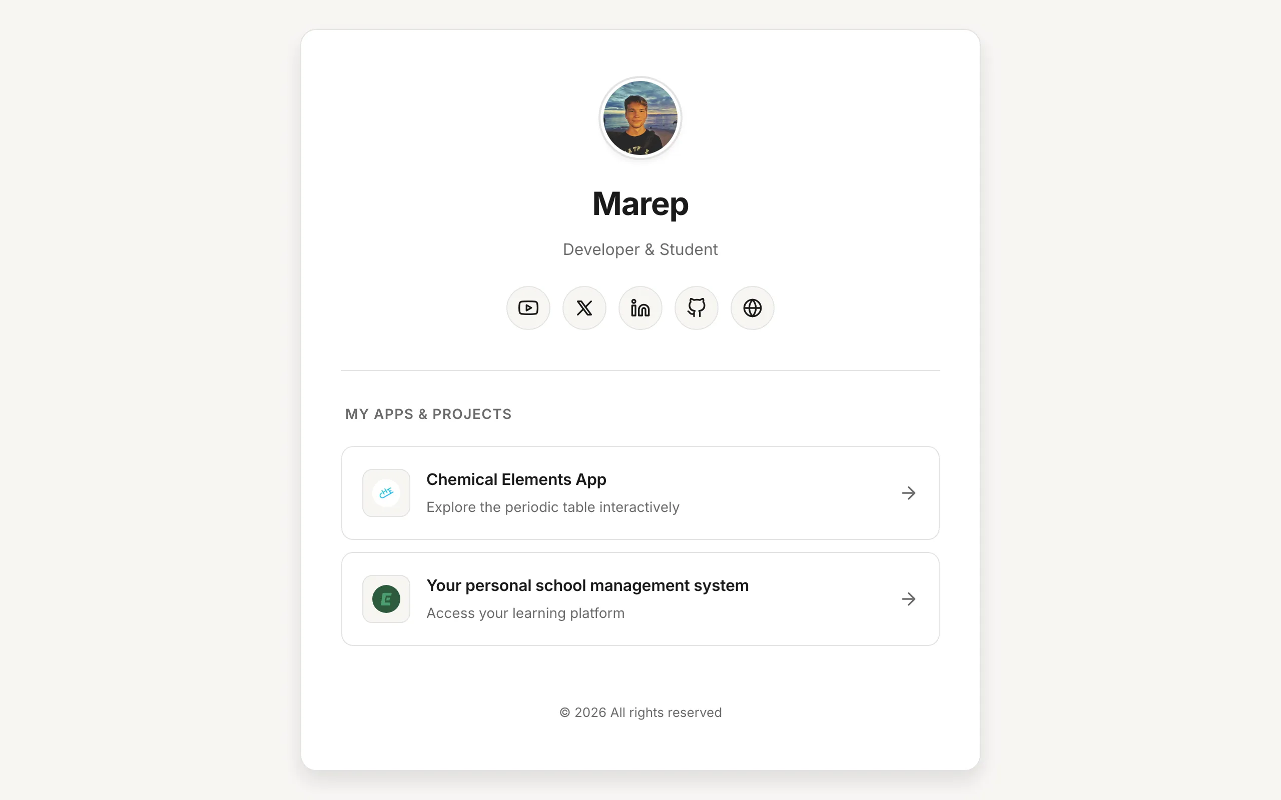 Screenshot of My Links