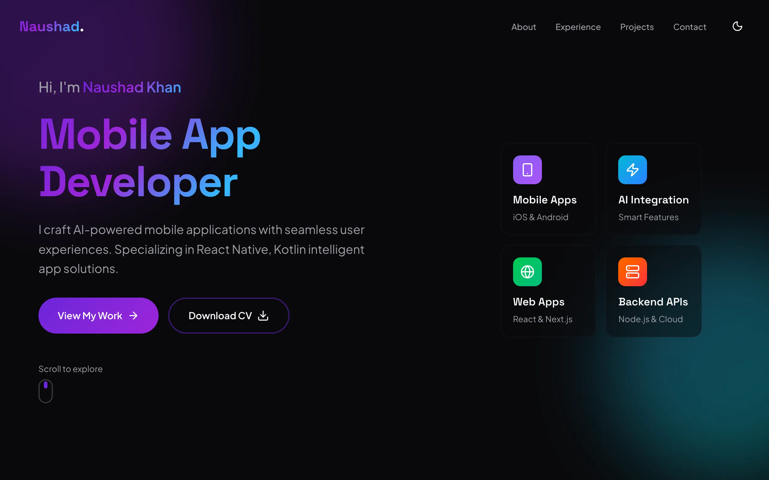 Screenshot of Naushad Khan | Full Stack Mobile App Developer