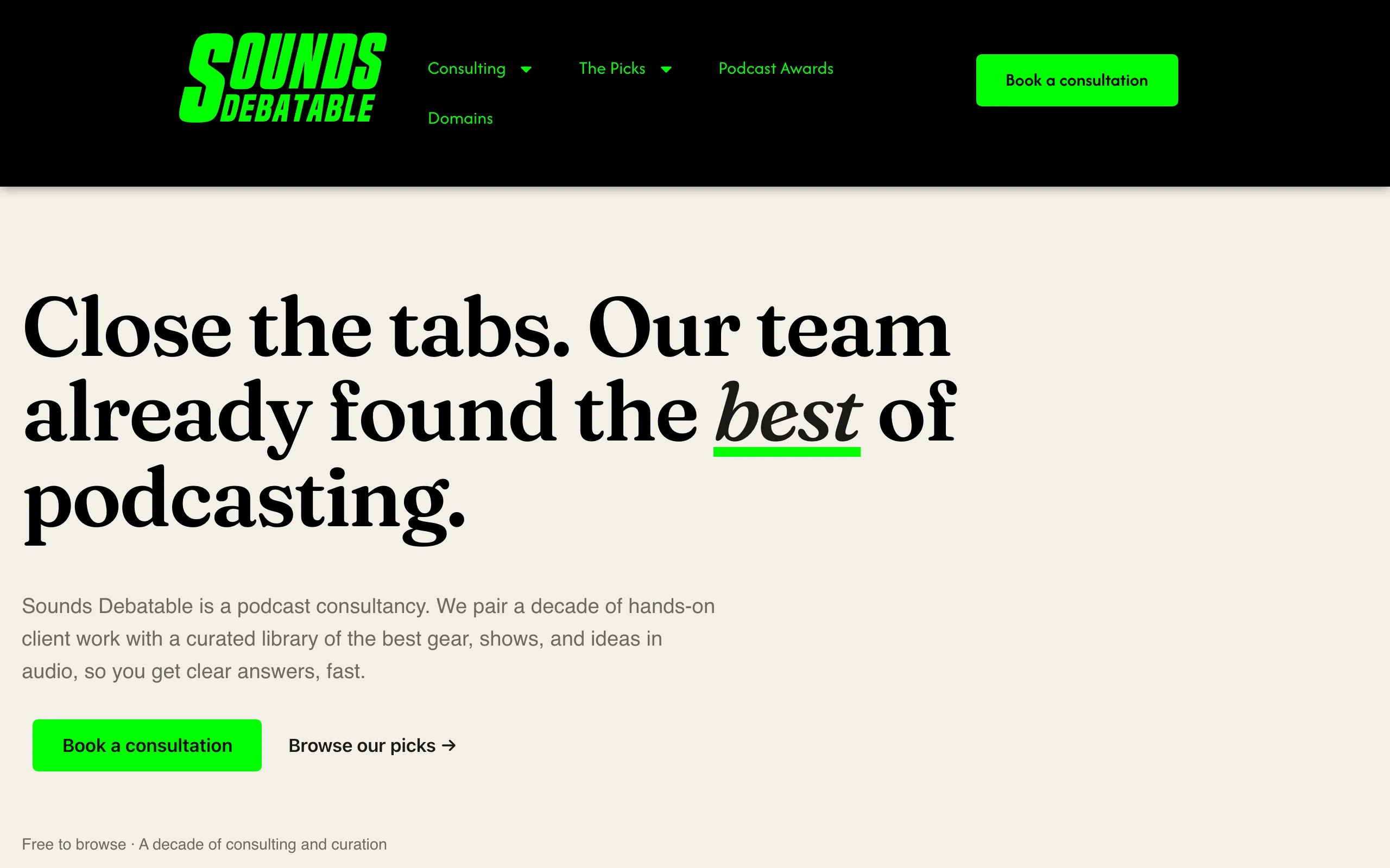 Screenshot of New Home Page - Sounds Debatable