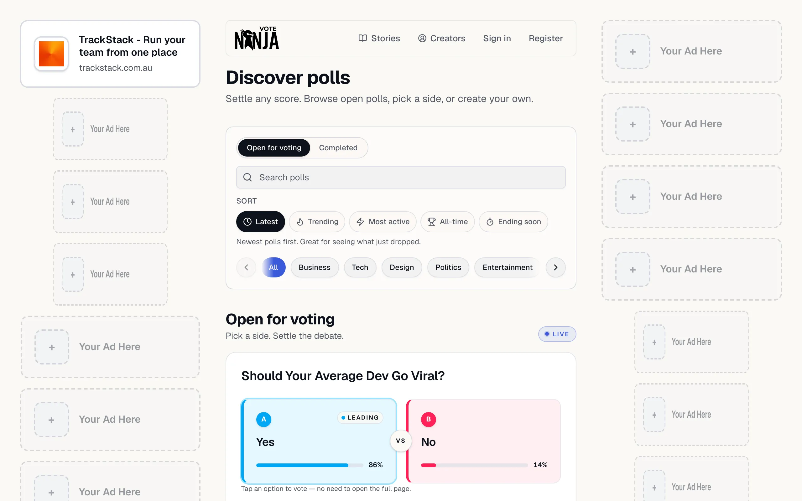 Screenshot of Ninja Vote - Create polls and settle any score
