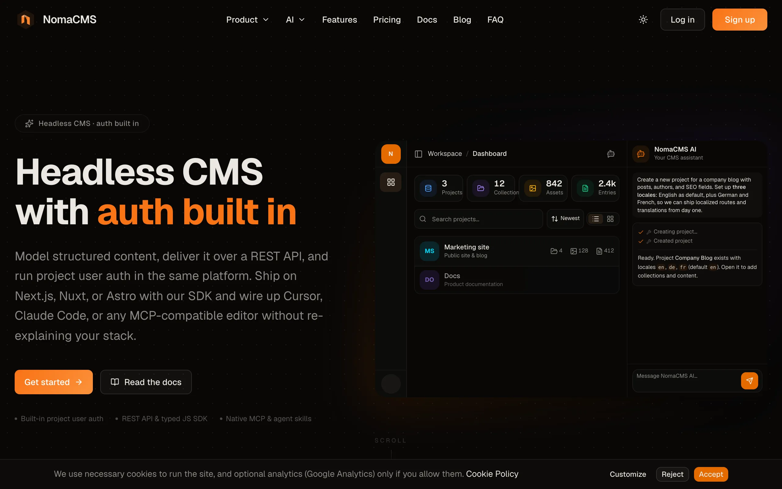 Screenshot of NomaCMS - Headless CMS with Auth Built In