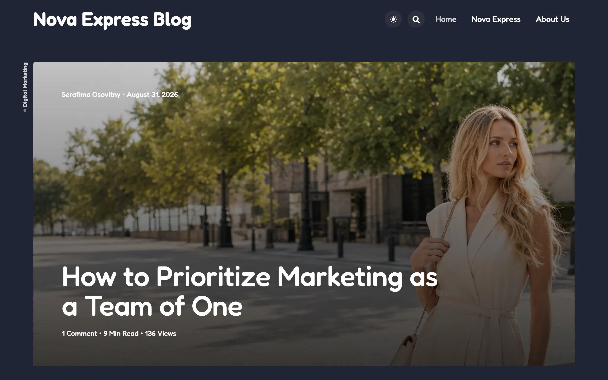 Screenshot of Nova Express Blog – AI Marketing Insights for Small Businesses