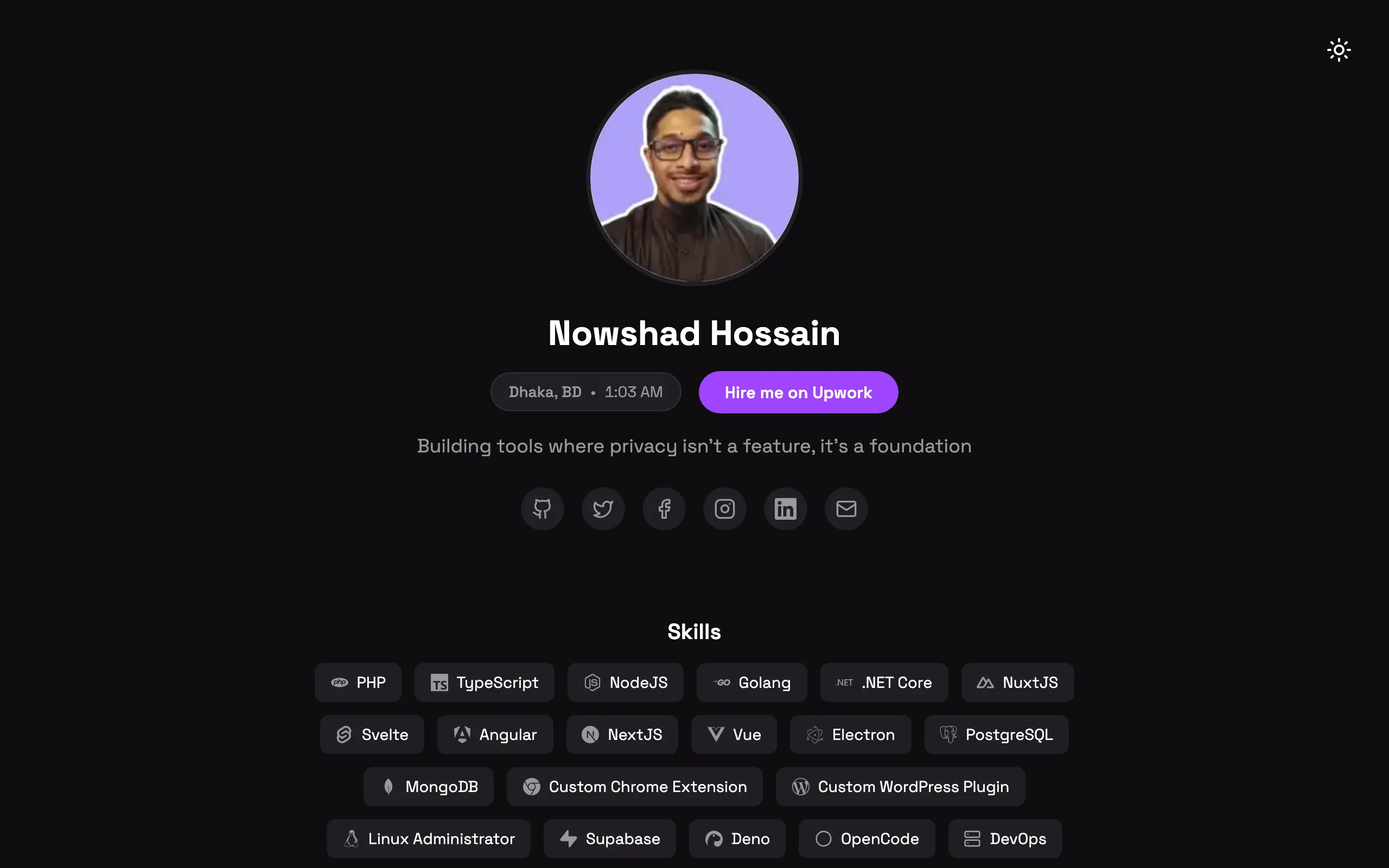 Screenshot of Nowshad Hossain - Full Stack Developer &amp; SaaS Builder