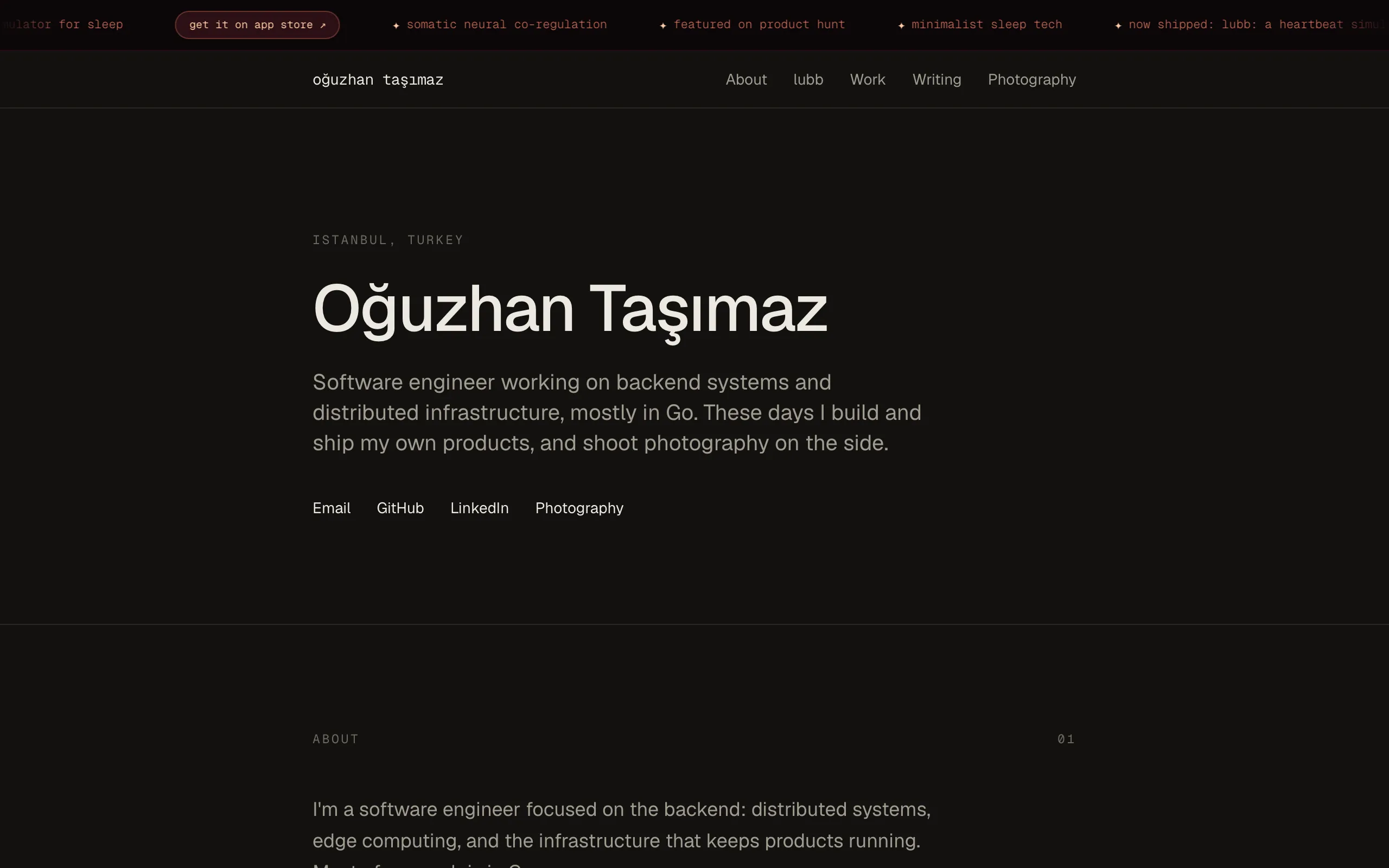 Screenshot of Oğuzhan Taşımaz · Software Engineer