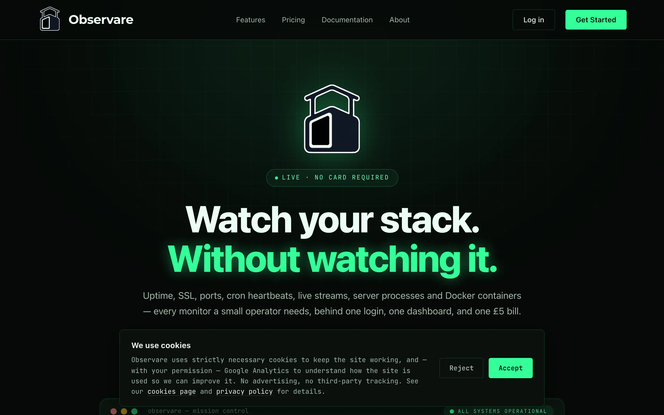 Screenshot of Observare — All the ops monitoring a small operator needs