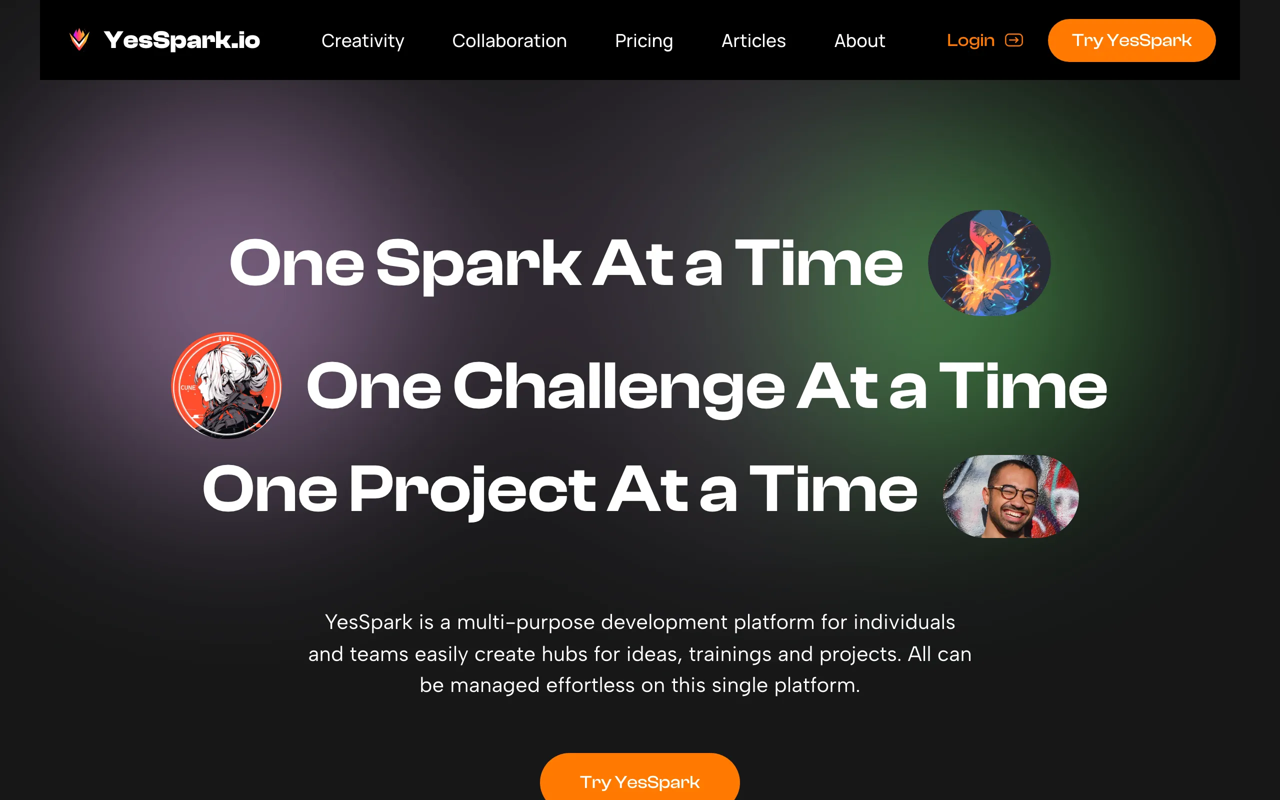 Screenshot of One Spark At a Time, One Challenge At a Time, One Team At a Time