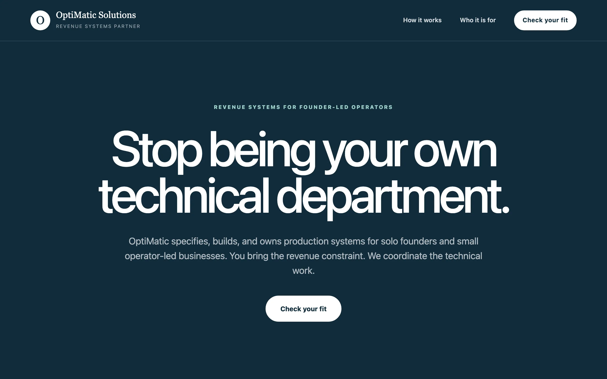 Screenshot of OptiMatic Solutions | Revenue Systems Partner