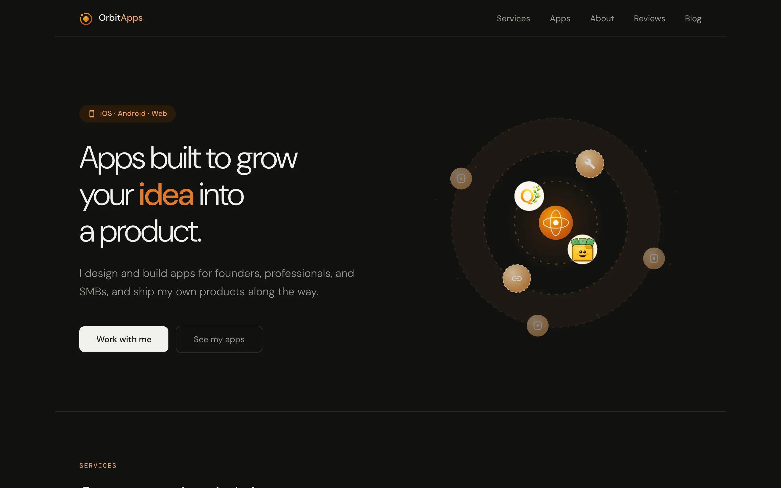 Screenshot of OrbitApps | Apps built to grow your idea into a product