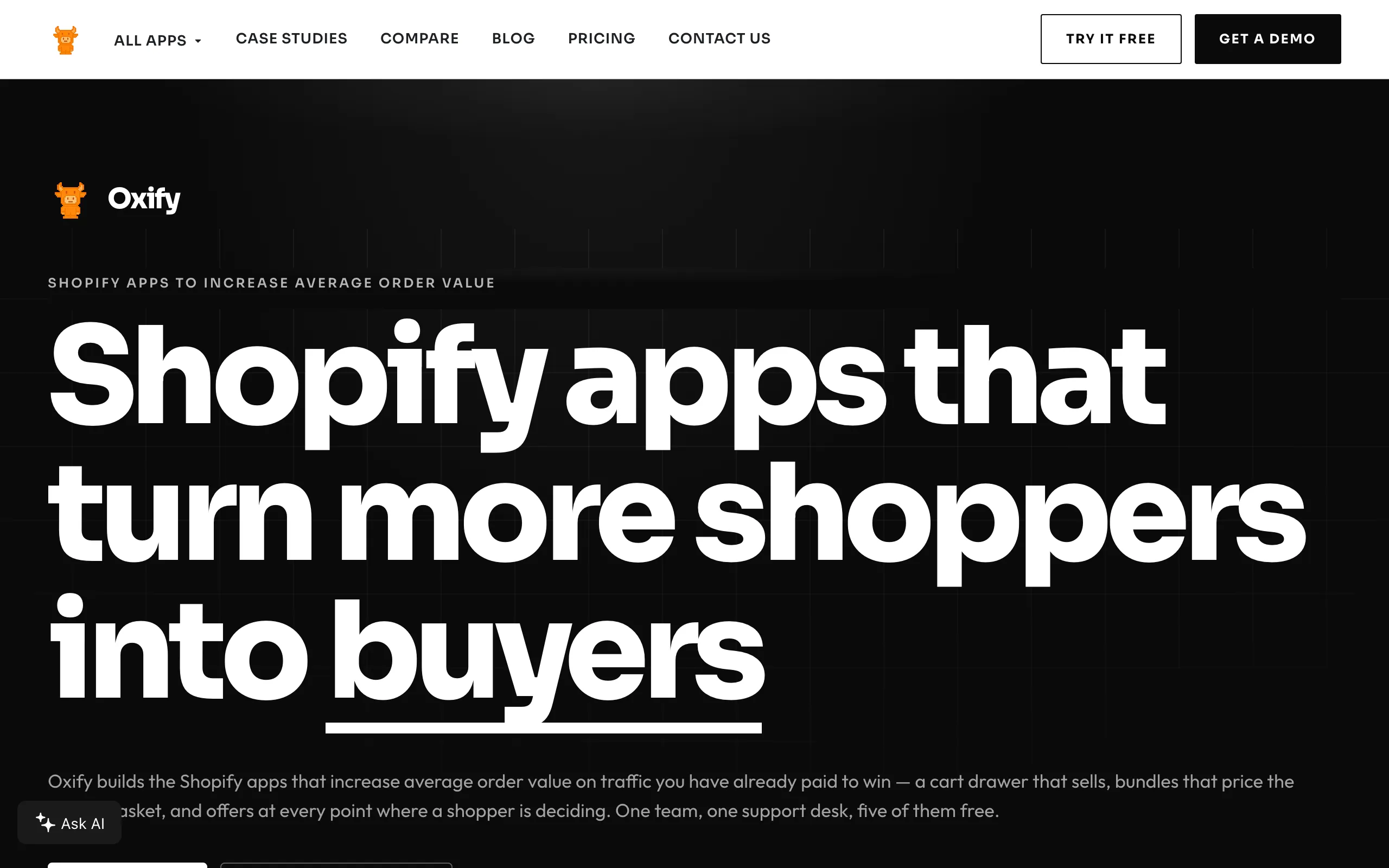Screenshot of Oxify — Shopify Apps That Increase Average Order Value