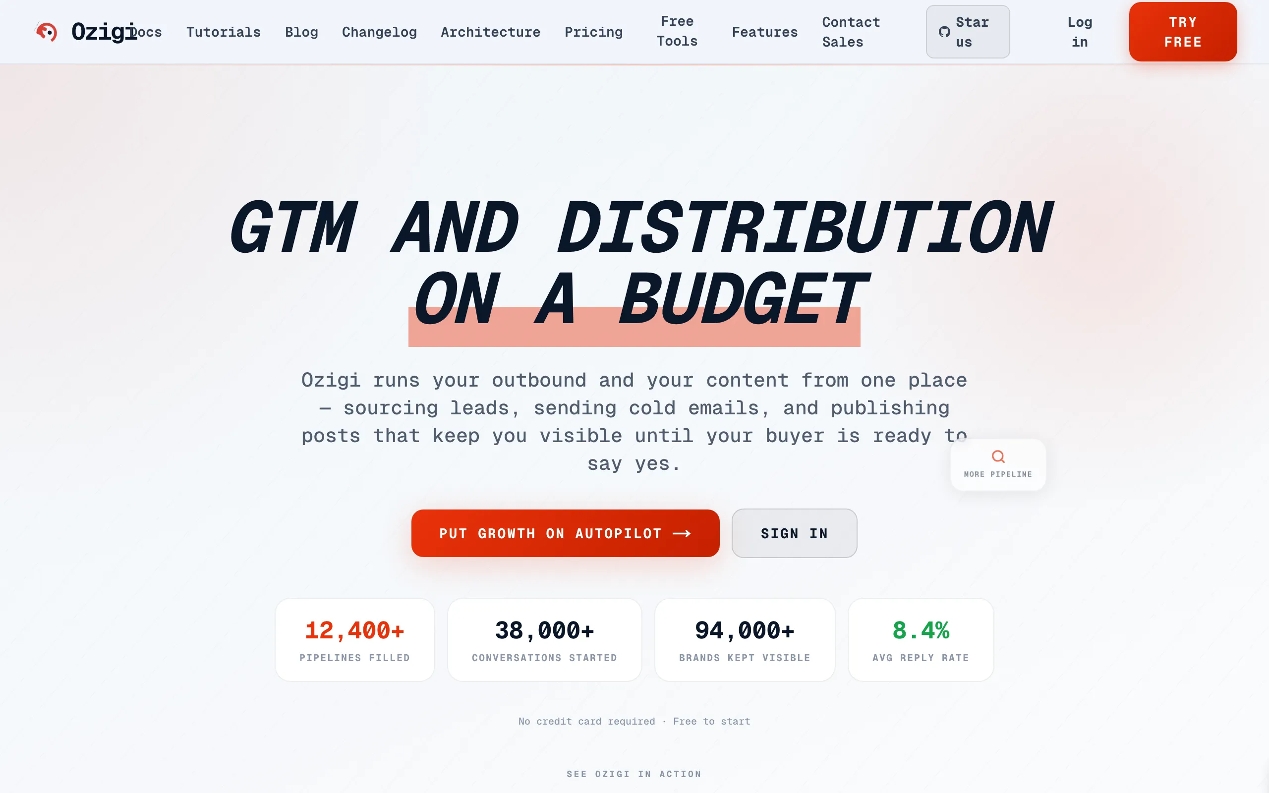 Screenshot of Ozigi — AI Cold Email &amp; Content Tool for Small Teams
