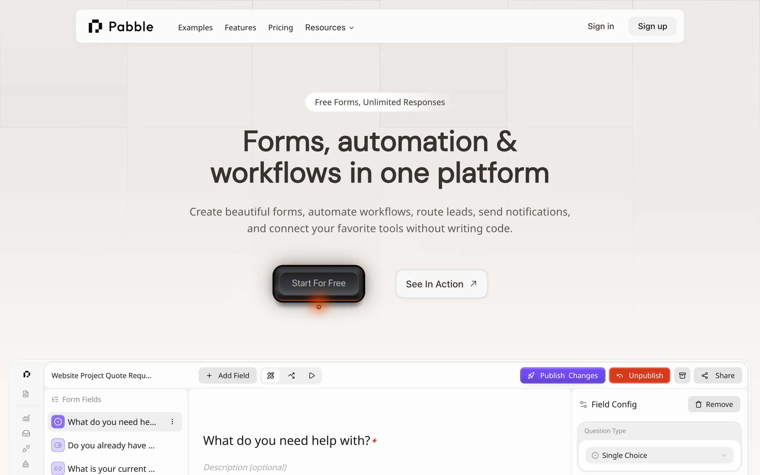 Screenshot of Pabble • Unlimited forms, zero cost, one tool
