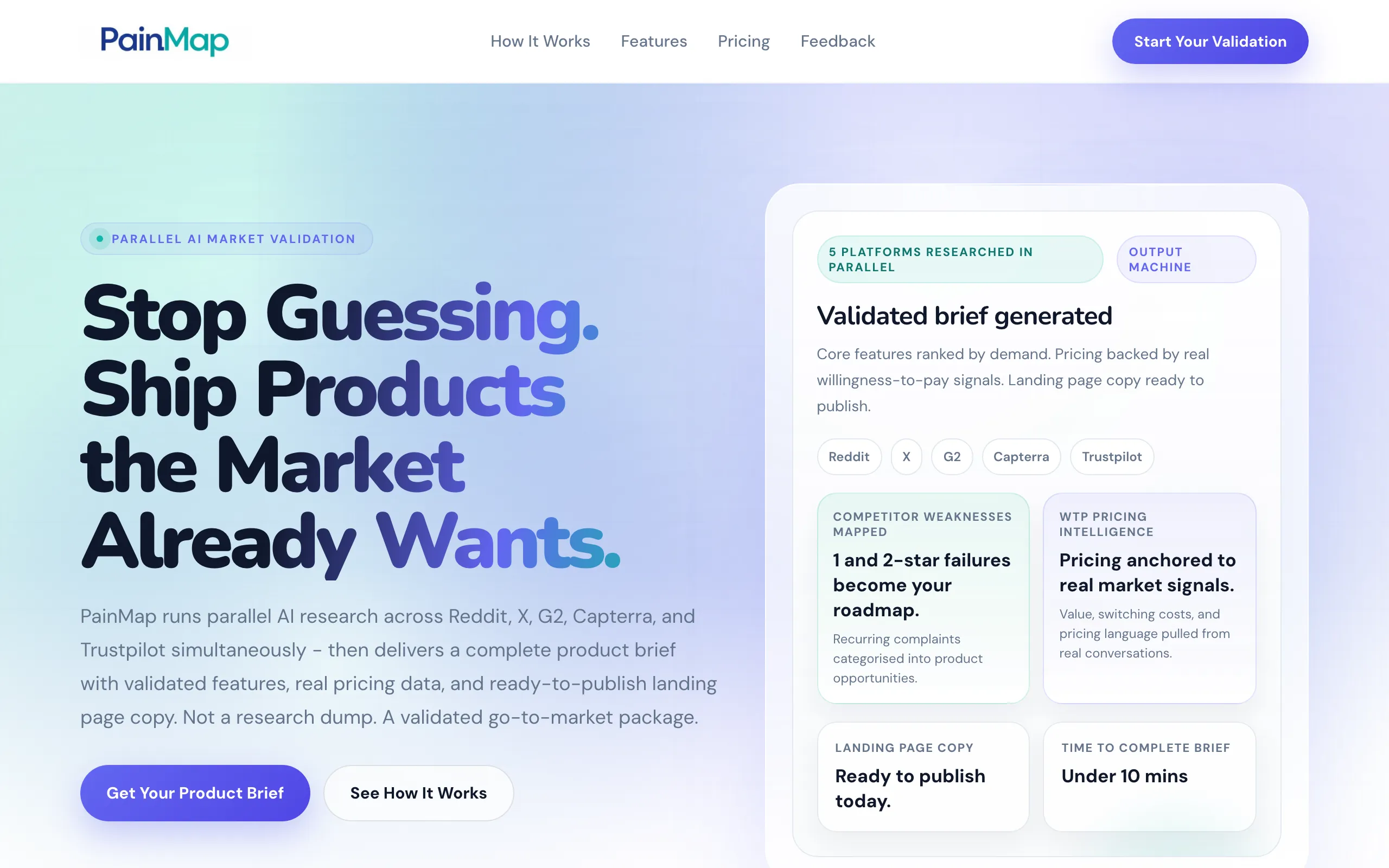 Screenshot of PainMap — Stop Guessing. Ship Products the Market Already Wants.