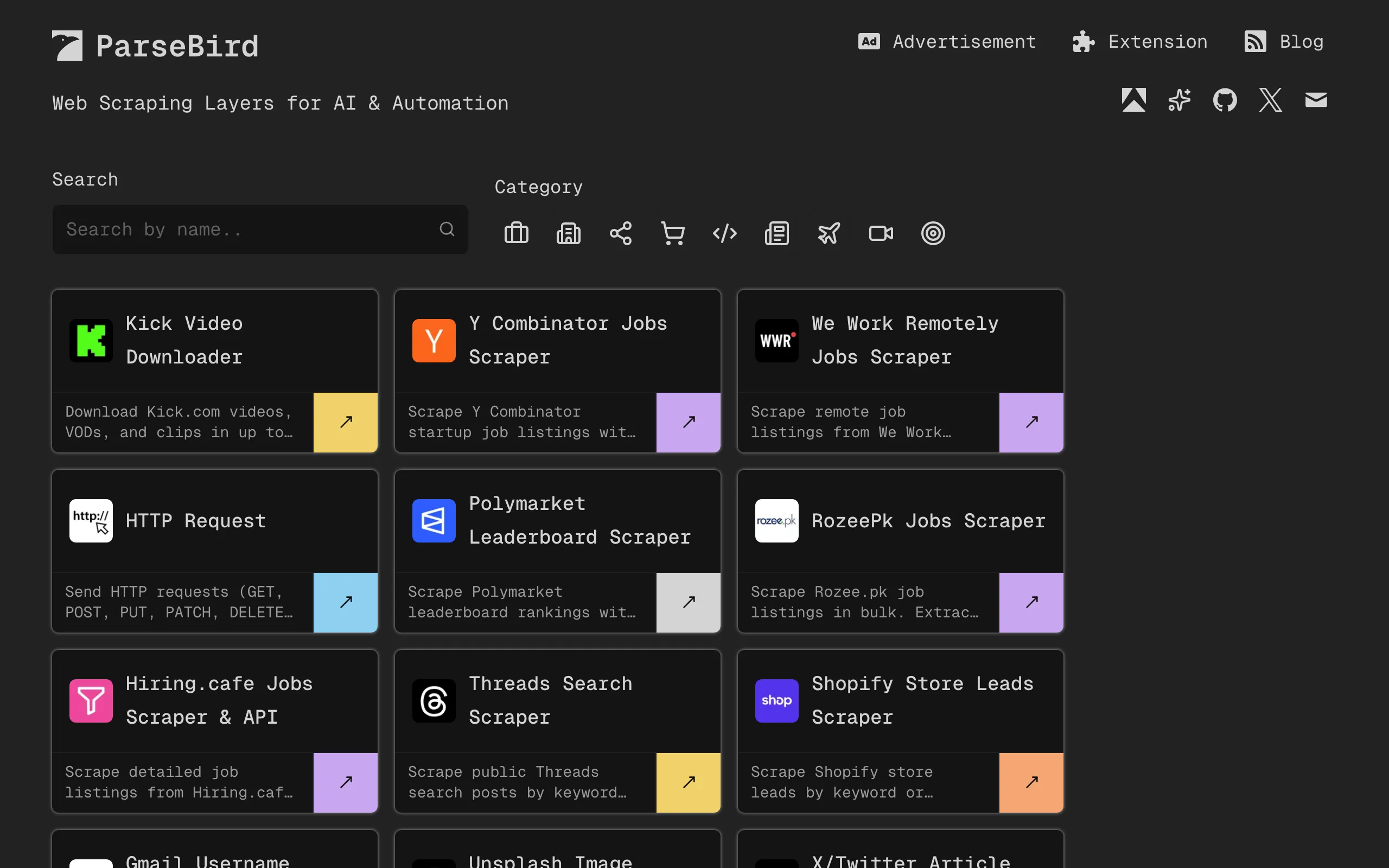 Screenshot of ParseBird: Web Scraping Layers for AI &amp; Automation